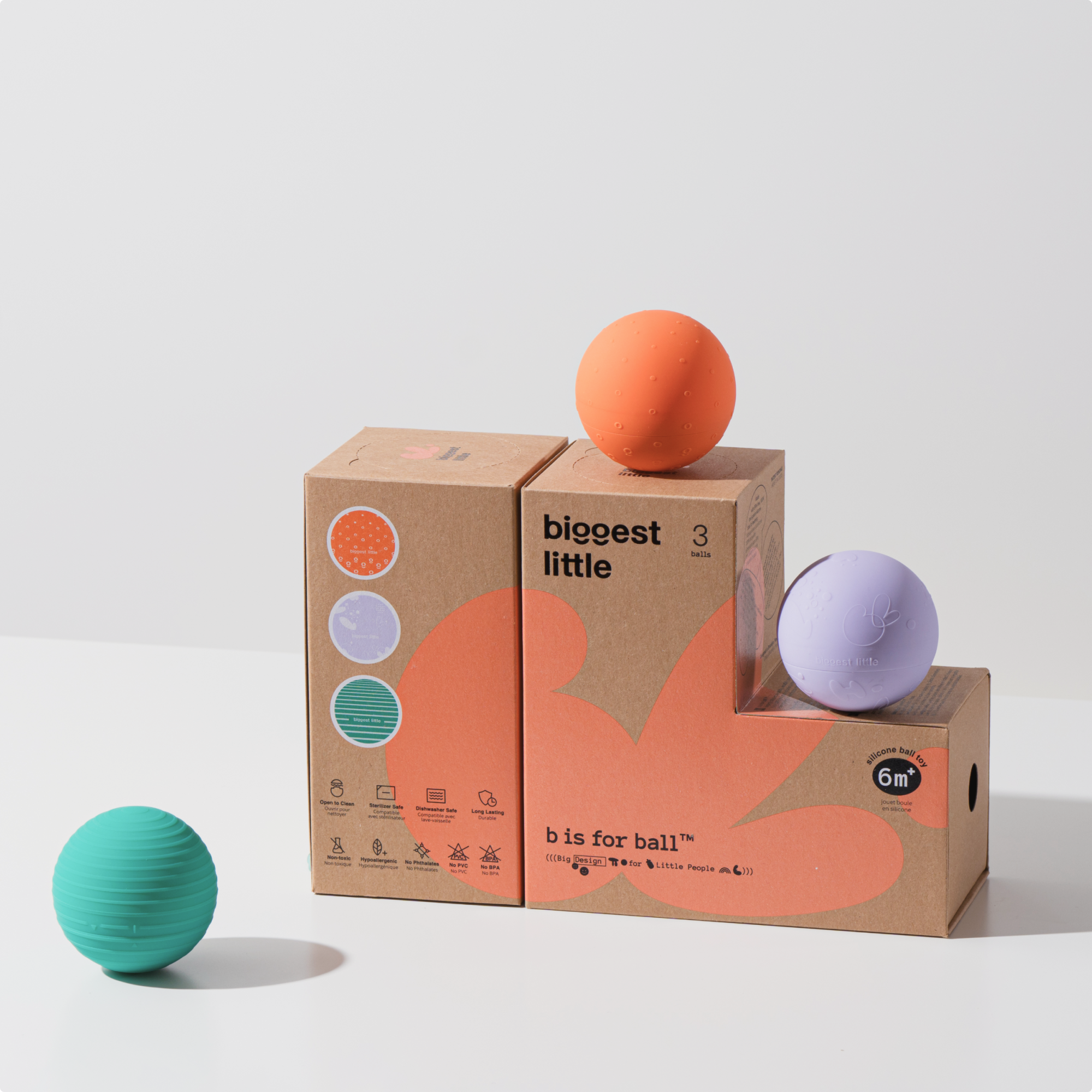 B Is for Ball™ - 3-Ball Set | Montessori-Inspired "L" Shape Toy Box Biggest Little   