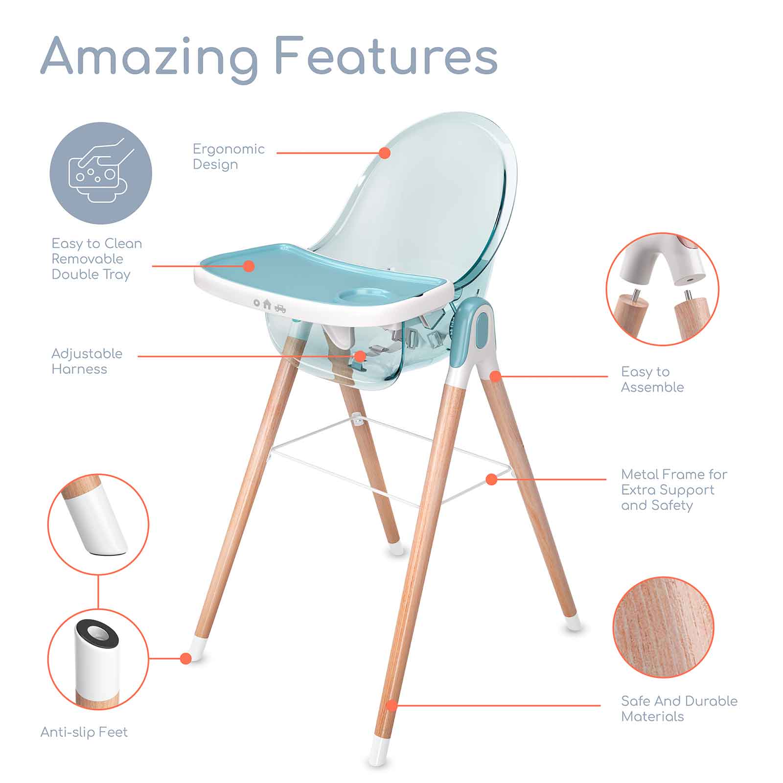 Children of Design 6 in 1 Classic High Chair Children of Design   