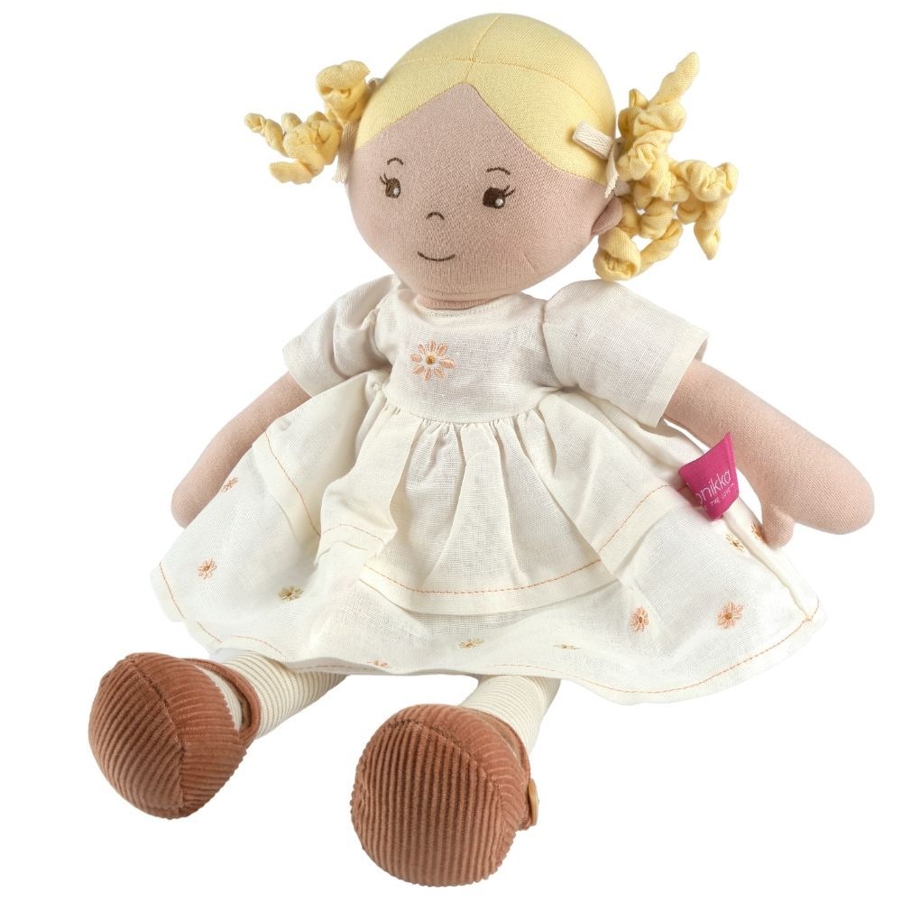 Priscy Blonde Haired Doll in White Linen Dress With Display Box Tikiri Toys   