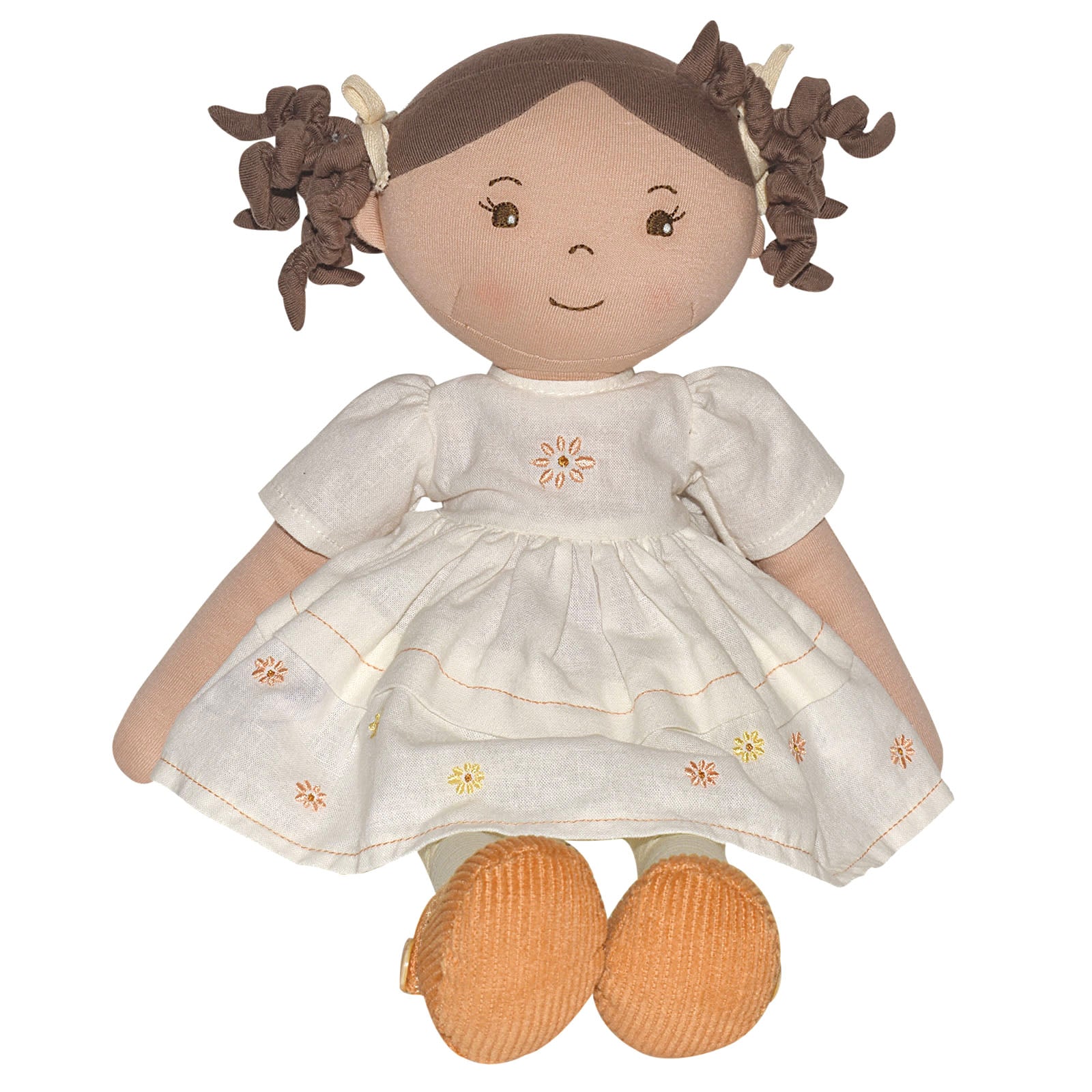 Cecilia Dark Brown Hair in Cream Linen Dress With Display Box Tikiri Toys USA   