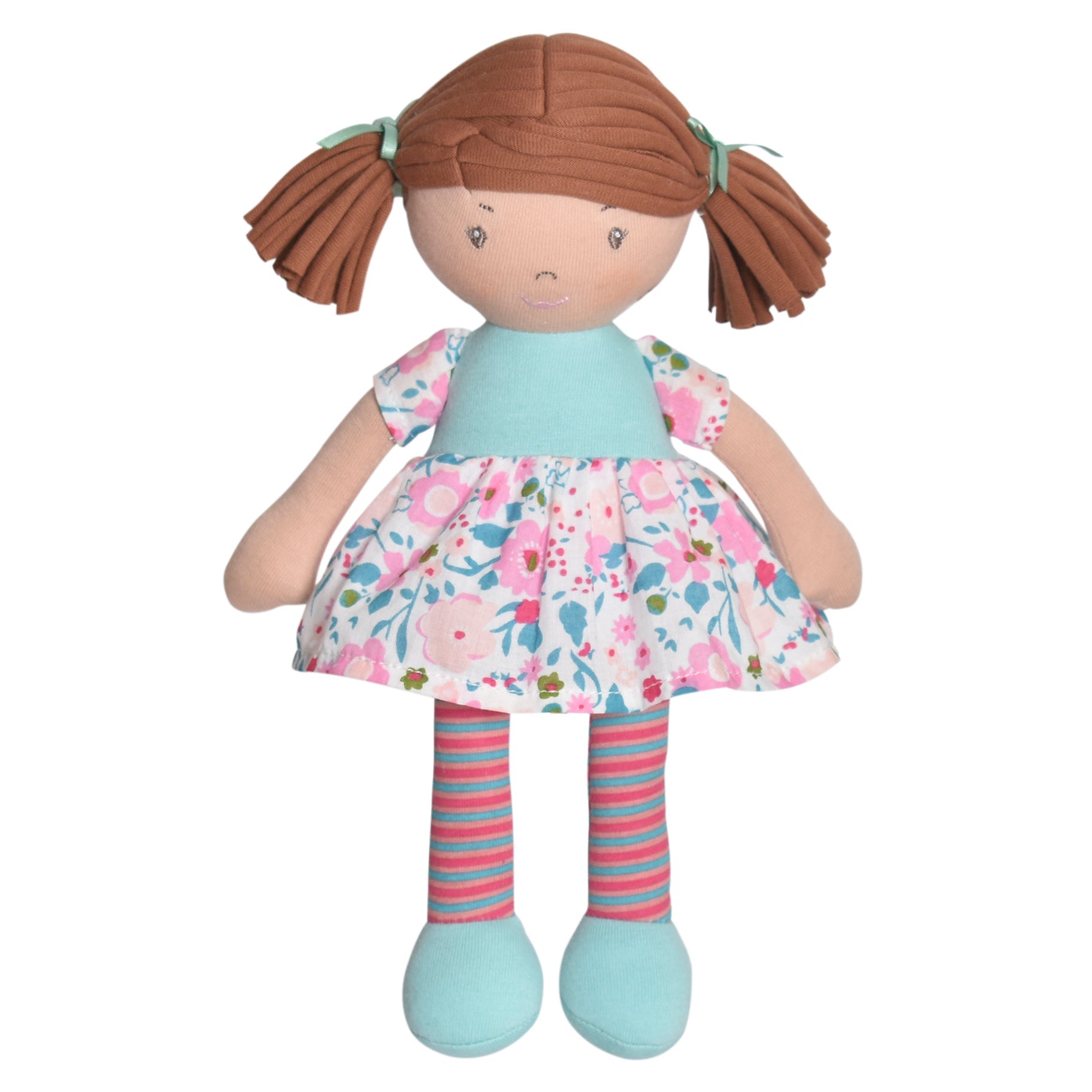 Lil'l Katy Dark Brown Hair With Pink & Sea Green Dress Tikiri Toys   