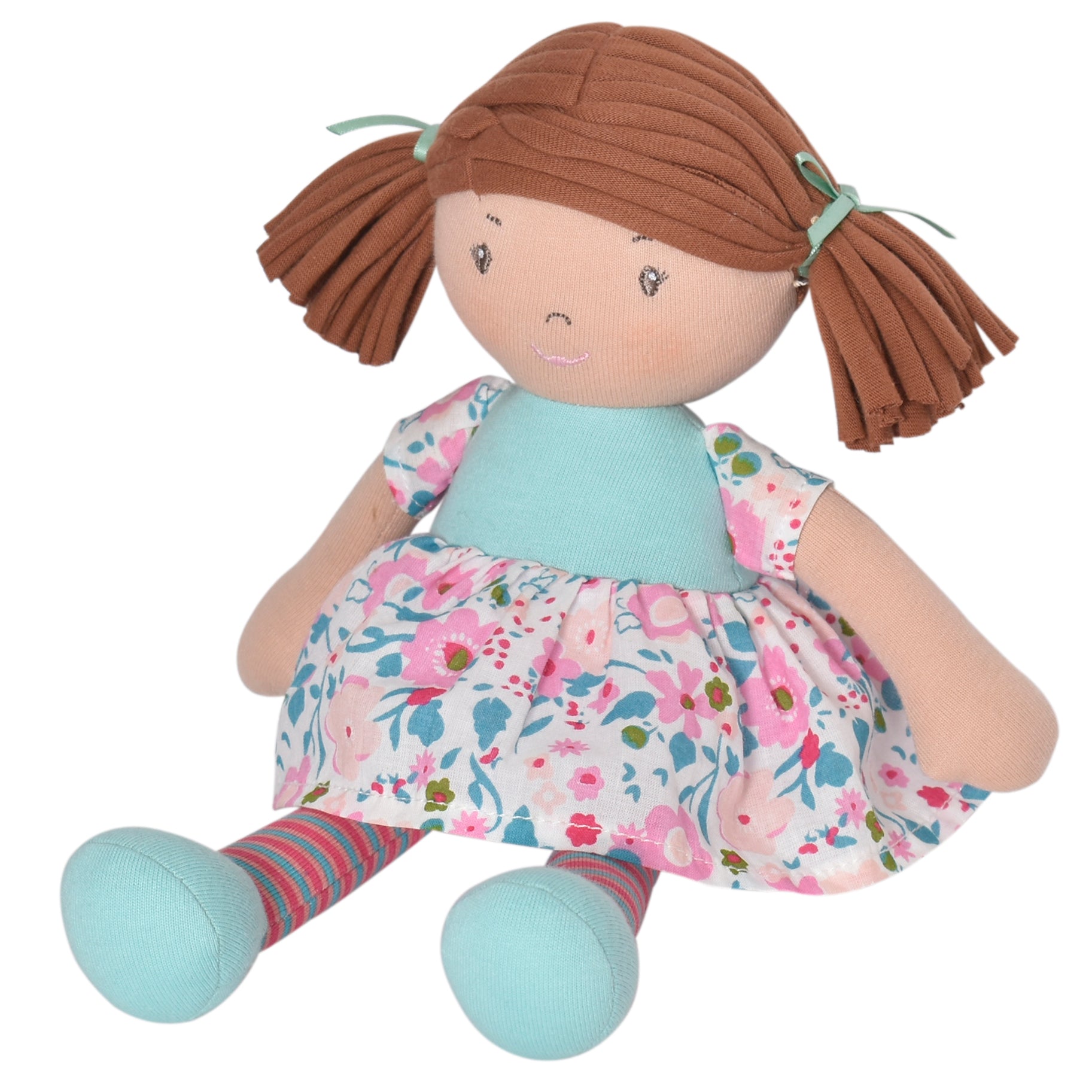 Lil'l Katy Dark Brown Hair With Pink & Sea Green Dress Tikiri Toys   