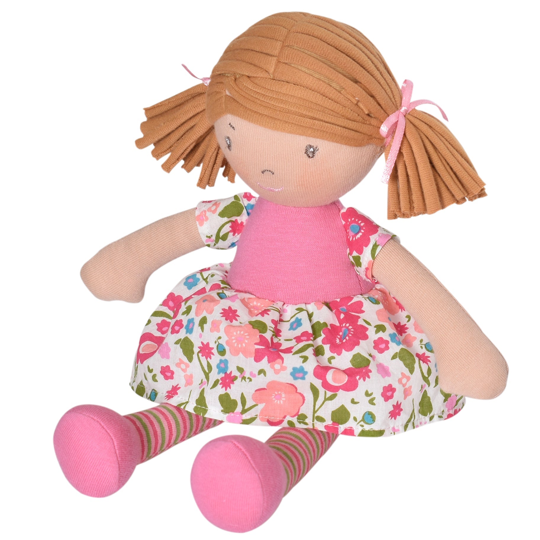 Lil'l Fran Light Brown Hair in Pink Floral Dress Tikiri Toys   