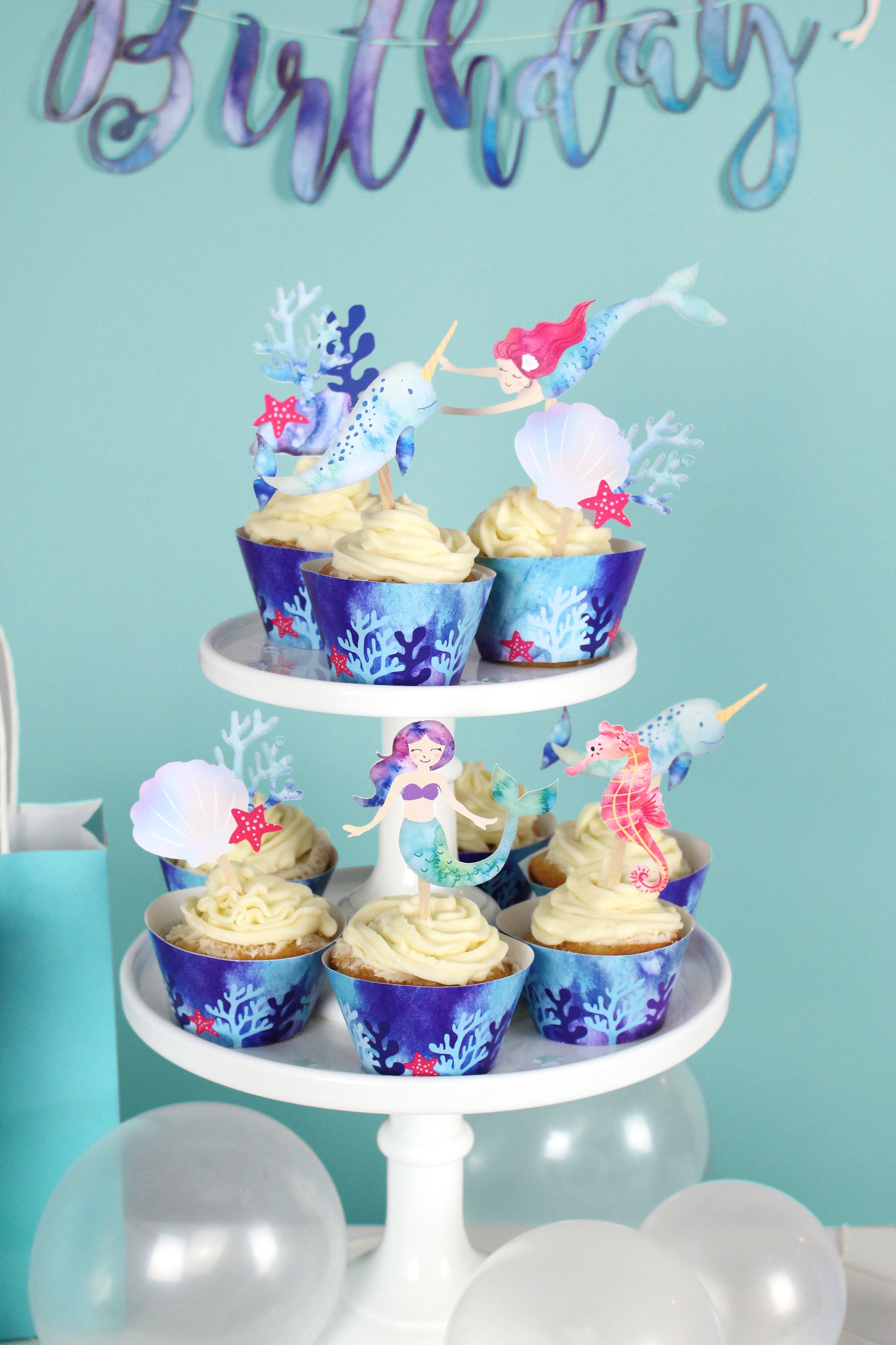 Mermaid Cupcake Toppers and Wrappers, 12 Ct Merrilulu   