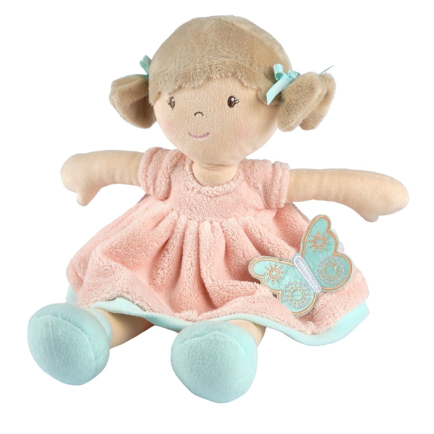 Pia Light Brown Hair in Peach & Blue Dress Tikiri Toys   