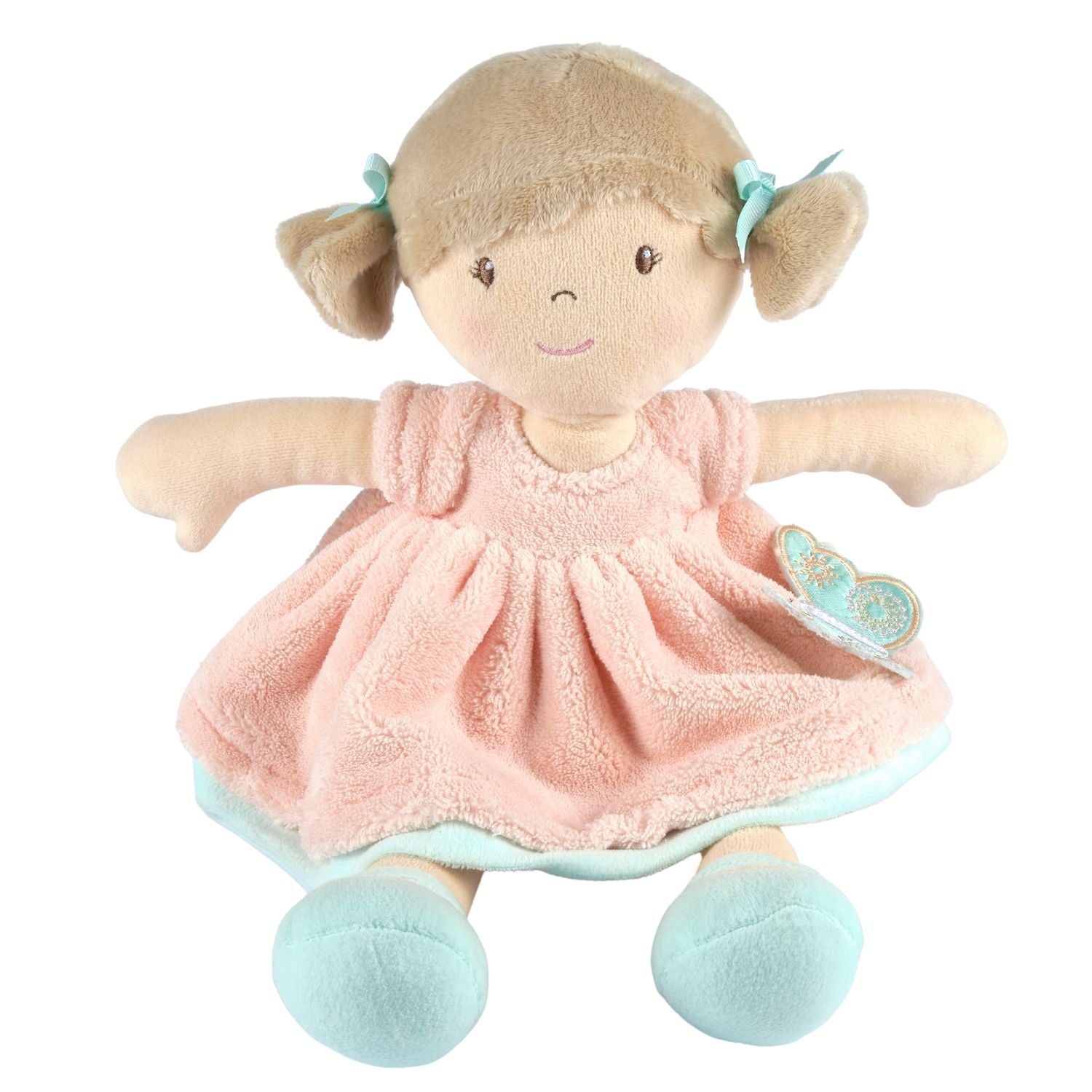 Pia Light Brown Hair in Peach & Blue Dress Tikiri Toys   