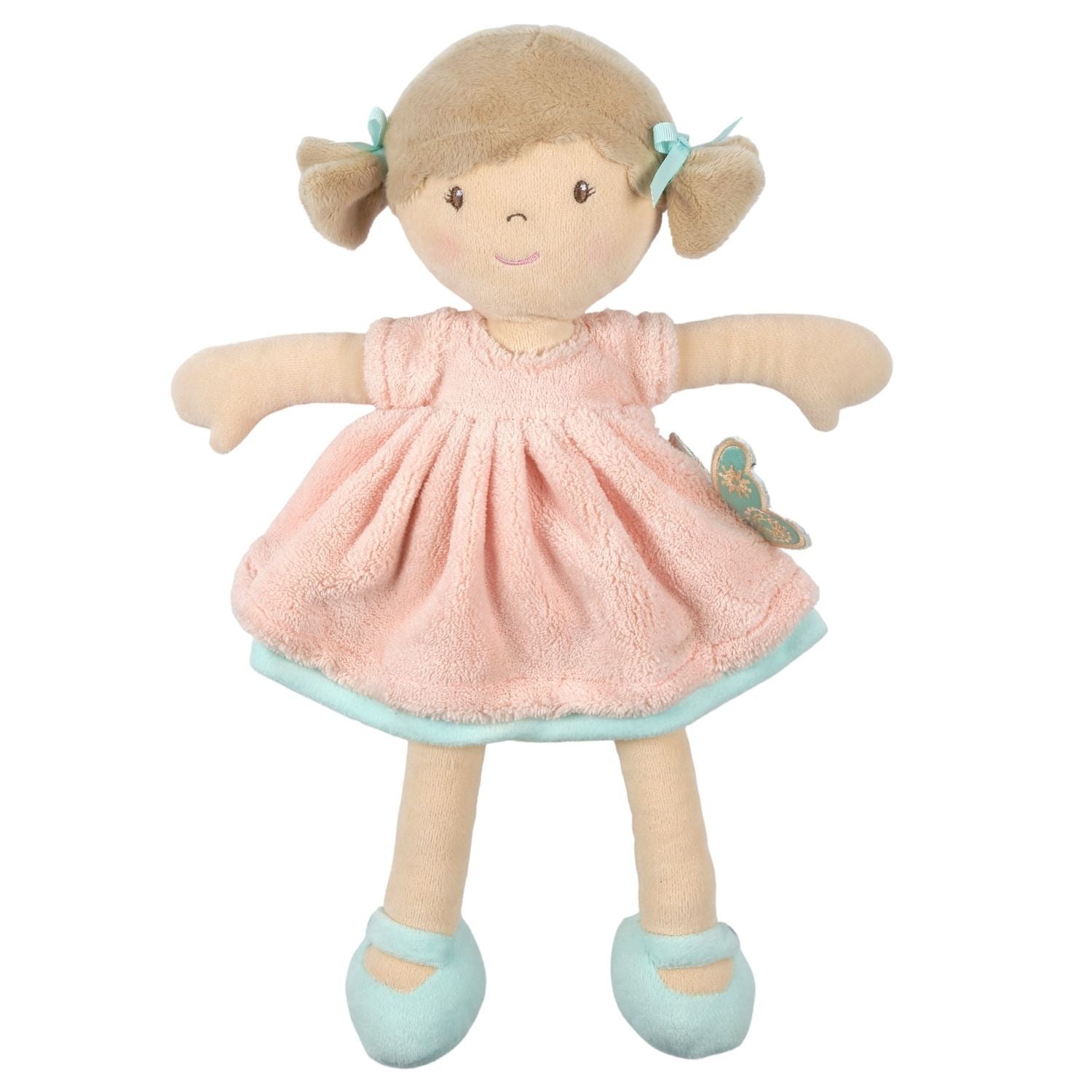 Pia Light Brown Hair in Peach & Blue Dress Tikiri Toys   