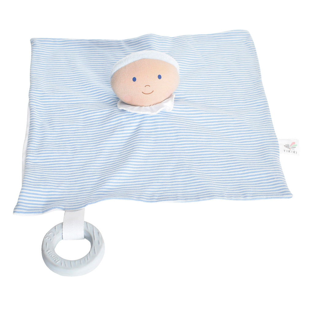 Cherub Baby Comforter With Rubber Teether - Blue Tikiri Toys   