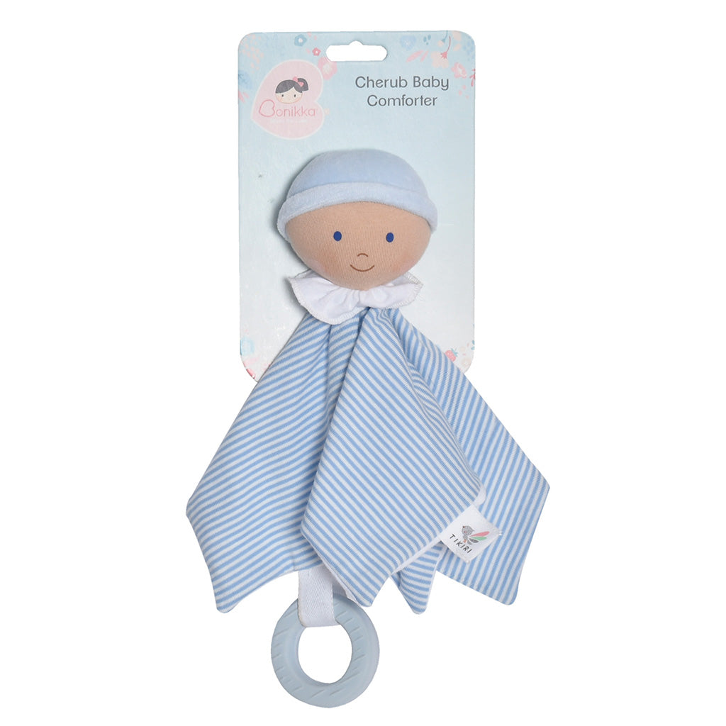 Cherub Baby Comforter With Rubber Teether - Blue Tikiri Toys   