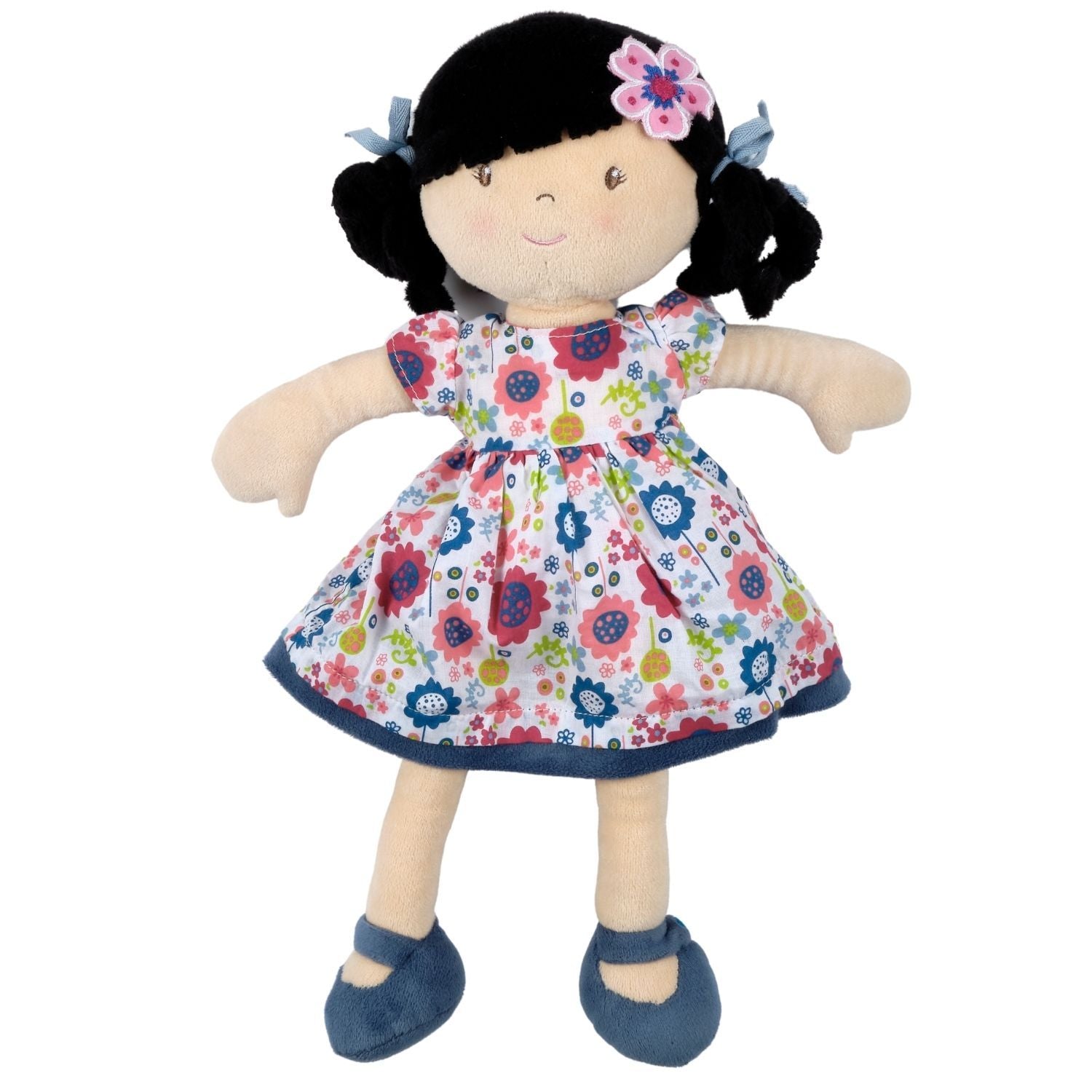 Lilac Black Hair With Blue Floral Dress Tikiri Toys   