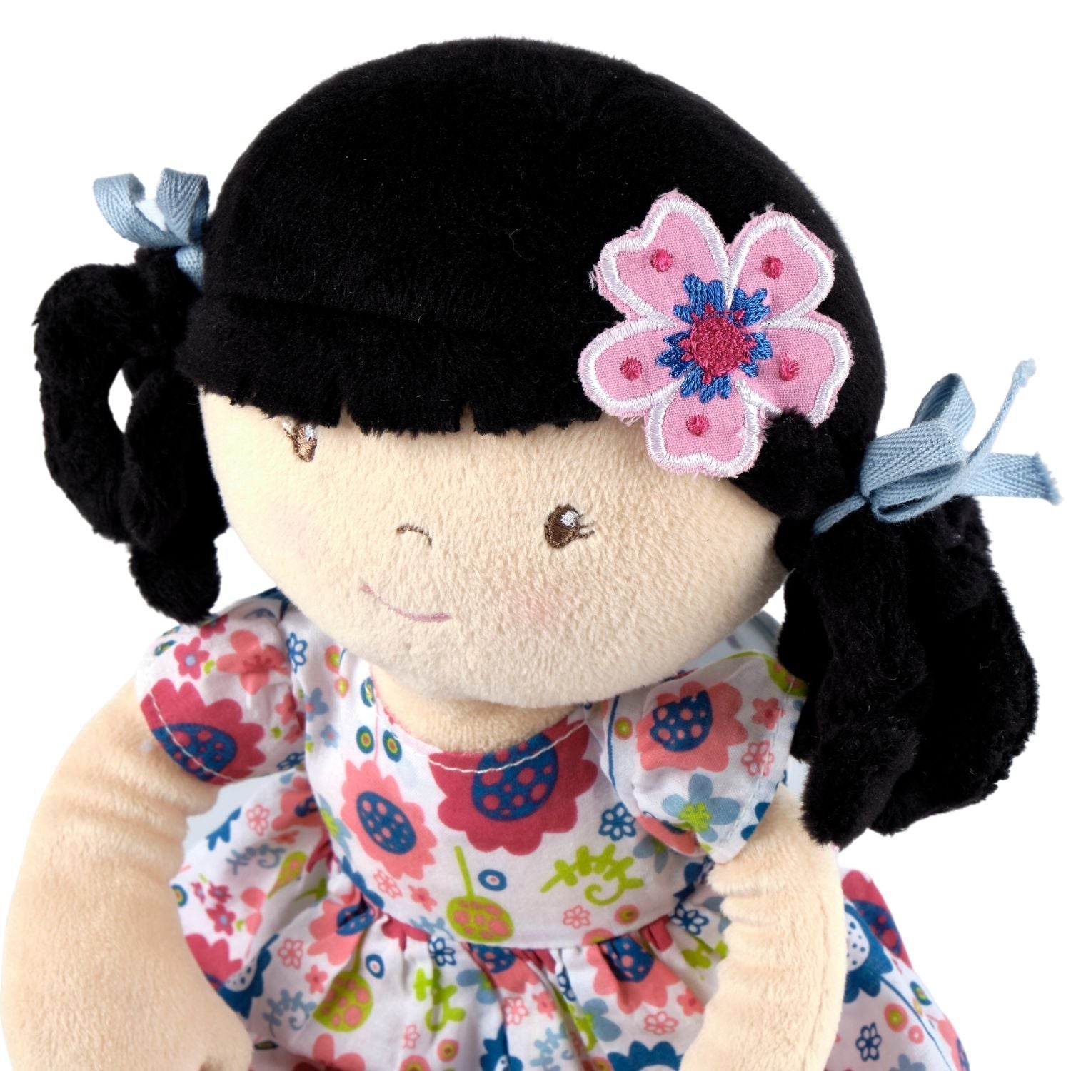 Lilac Black Hair With Blue Floral Dress Tikiri Toys   