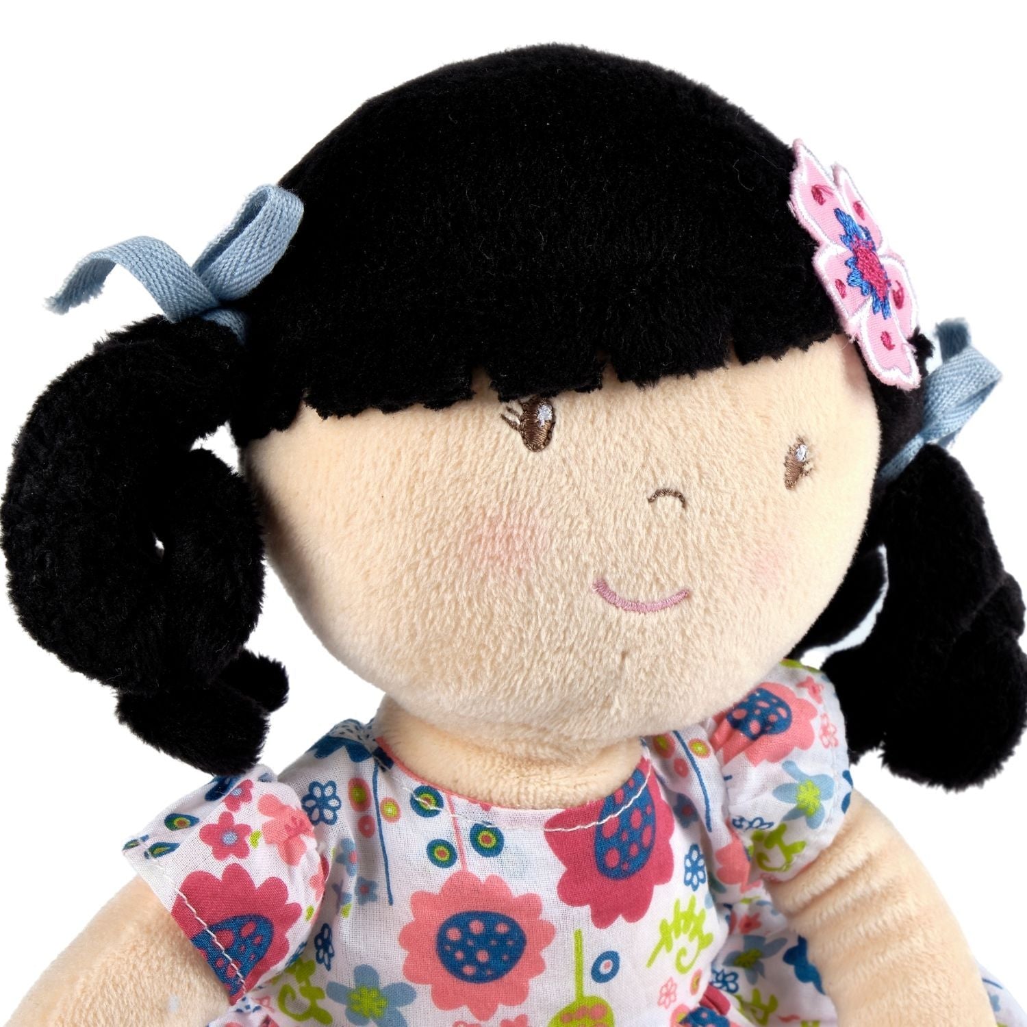 Lilac Black Hair With Blue Floral Dress Tikiri Toys   