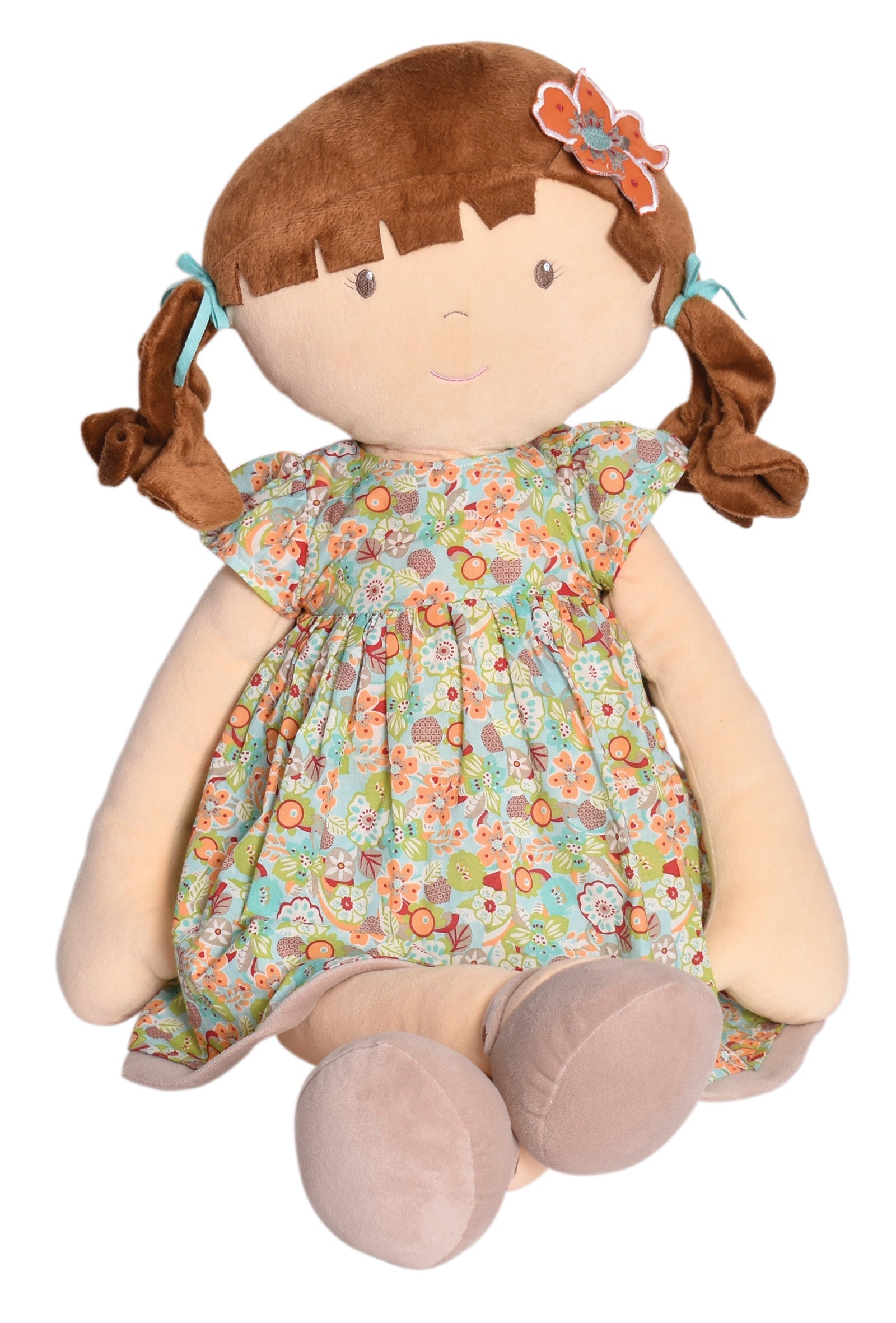 Summer X-Large Doll Brunette in Orange Flowered Dress Tikiri Toys   