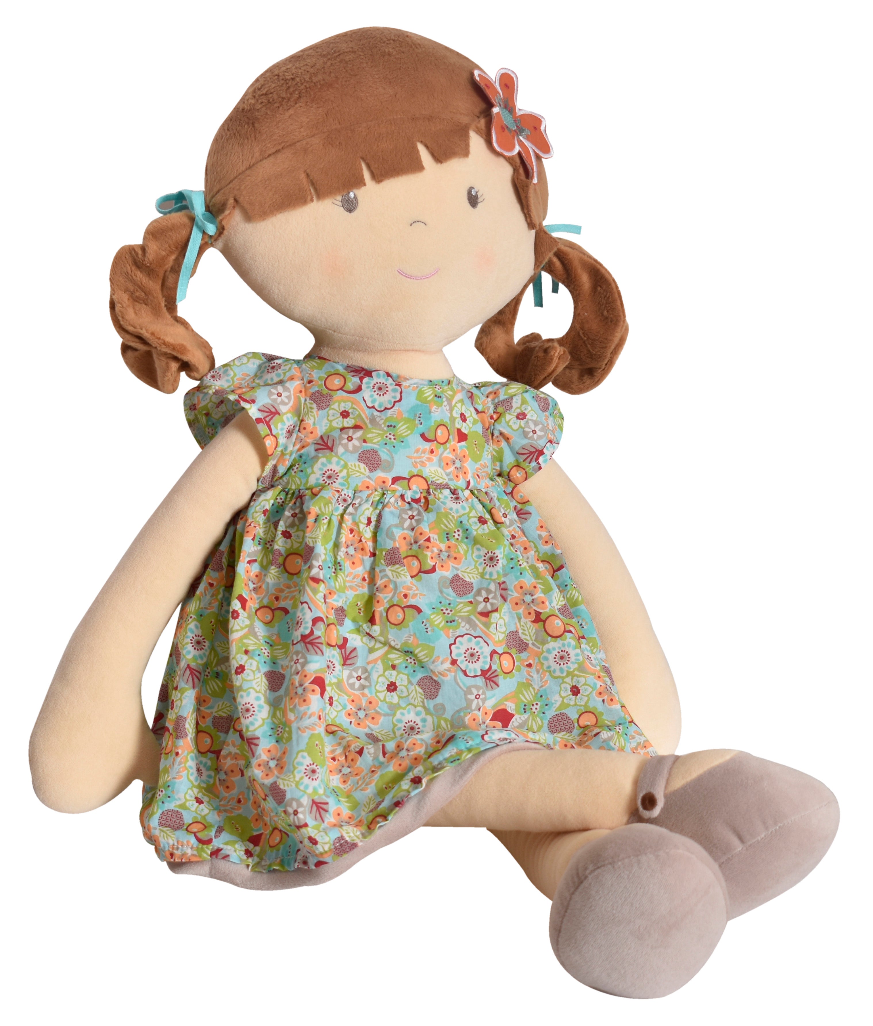 Summer X-Large Doll Brunette in Orange Flowered Dress Tikiri Toys   