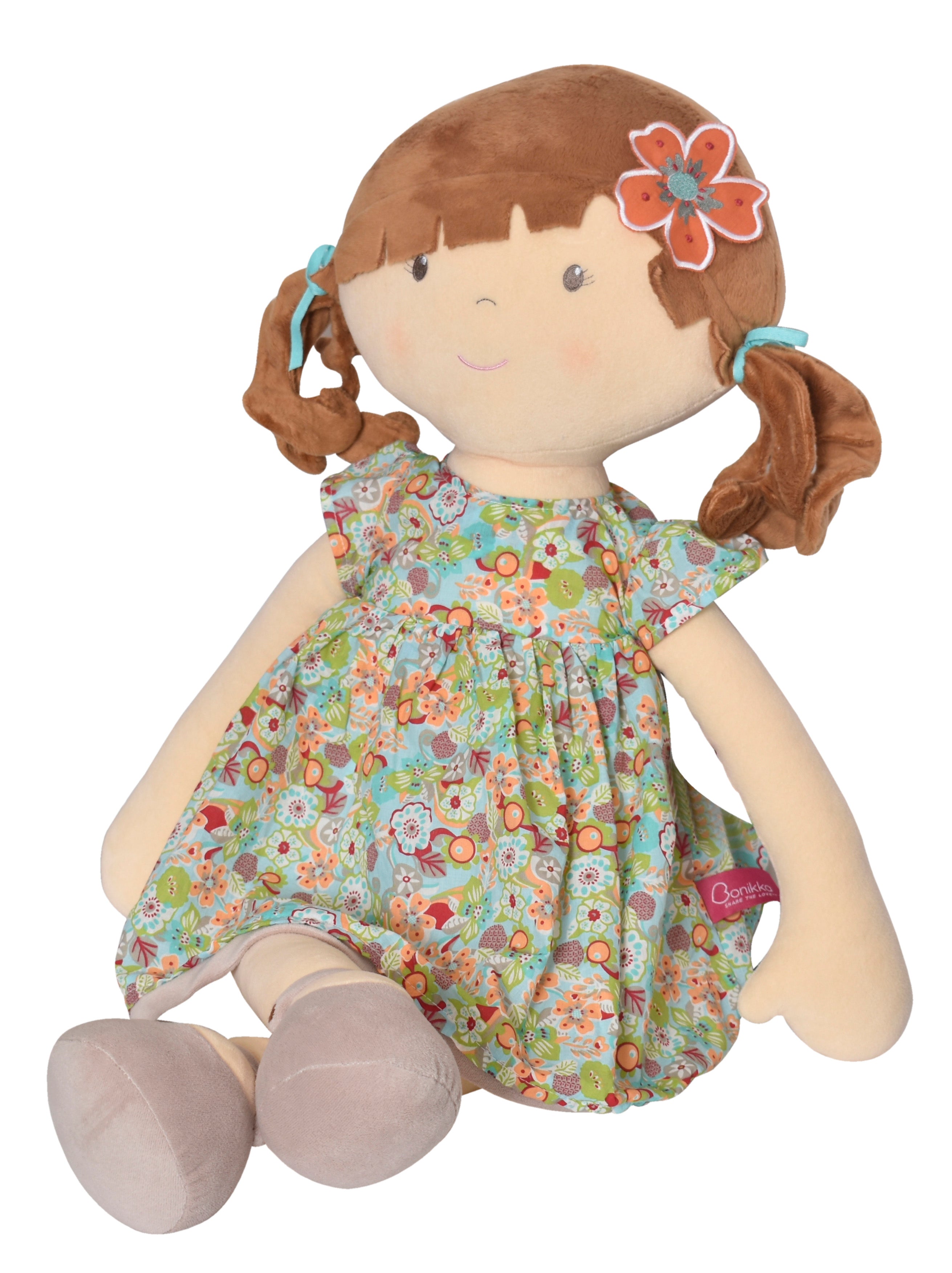 Summer X-Large Doll Brunette in Orange Flowered Dress Tikiri Toys   