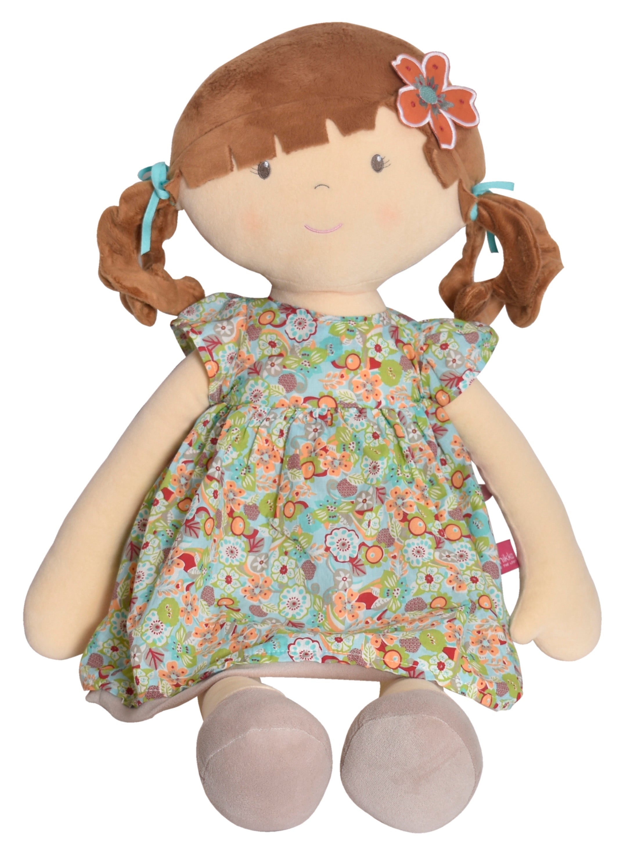 Summer X-Large Doll Brunette in Orange Flowered Dress Tikiri Toys   