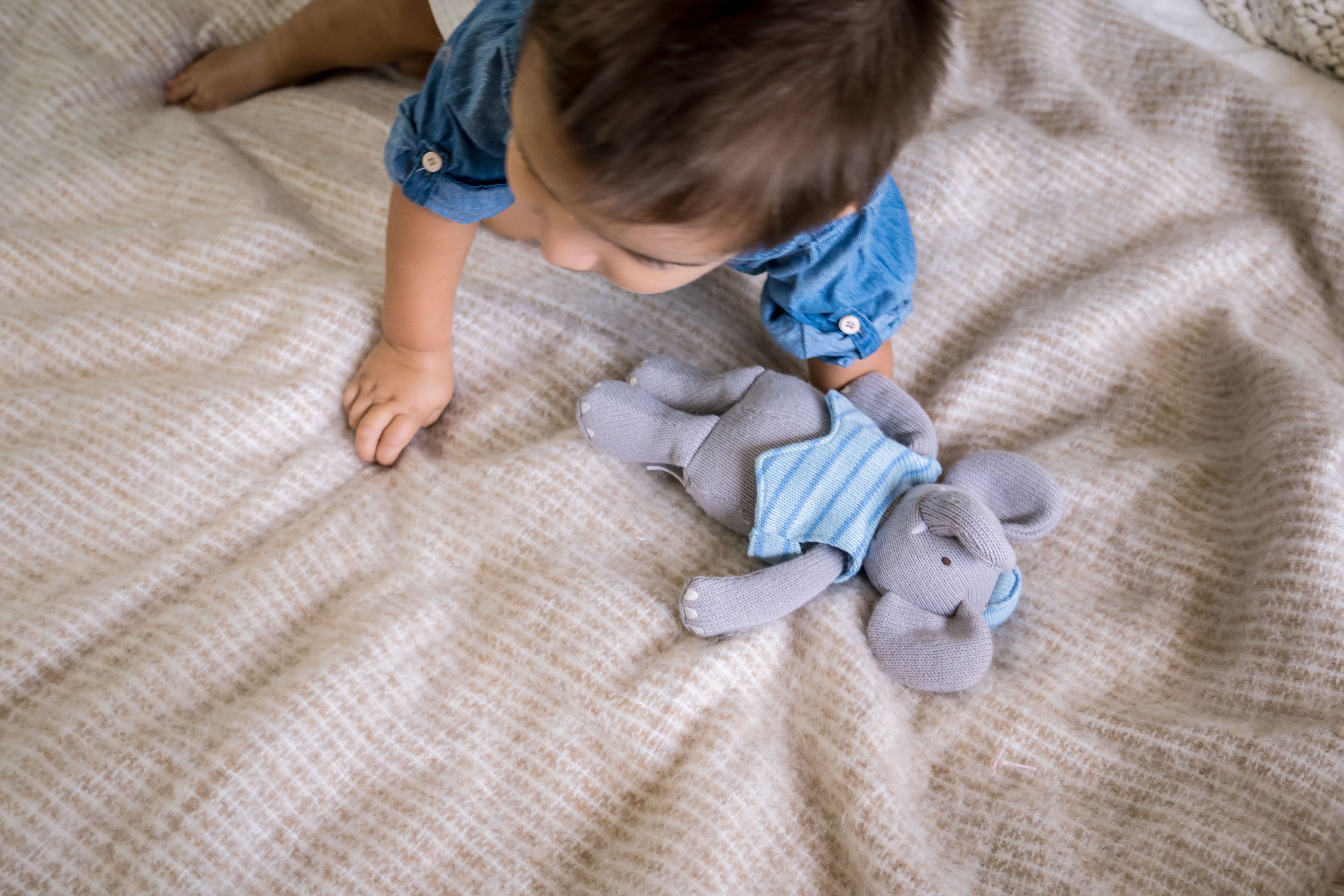 Alvin the Elephant - Knitted Fabric Plush Tikiri Toys   