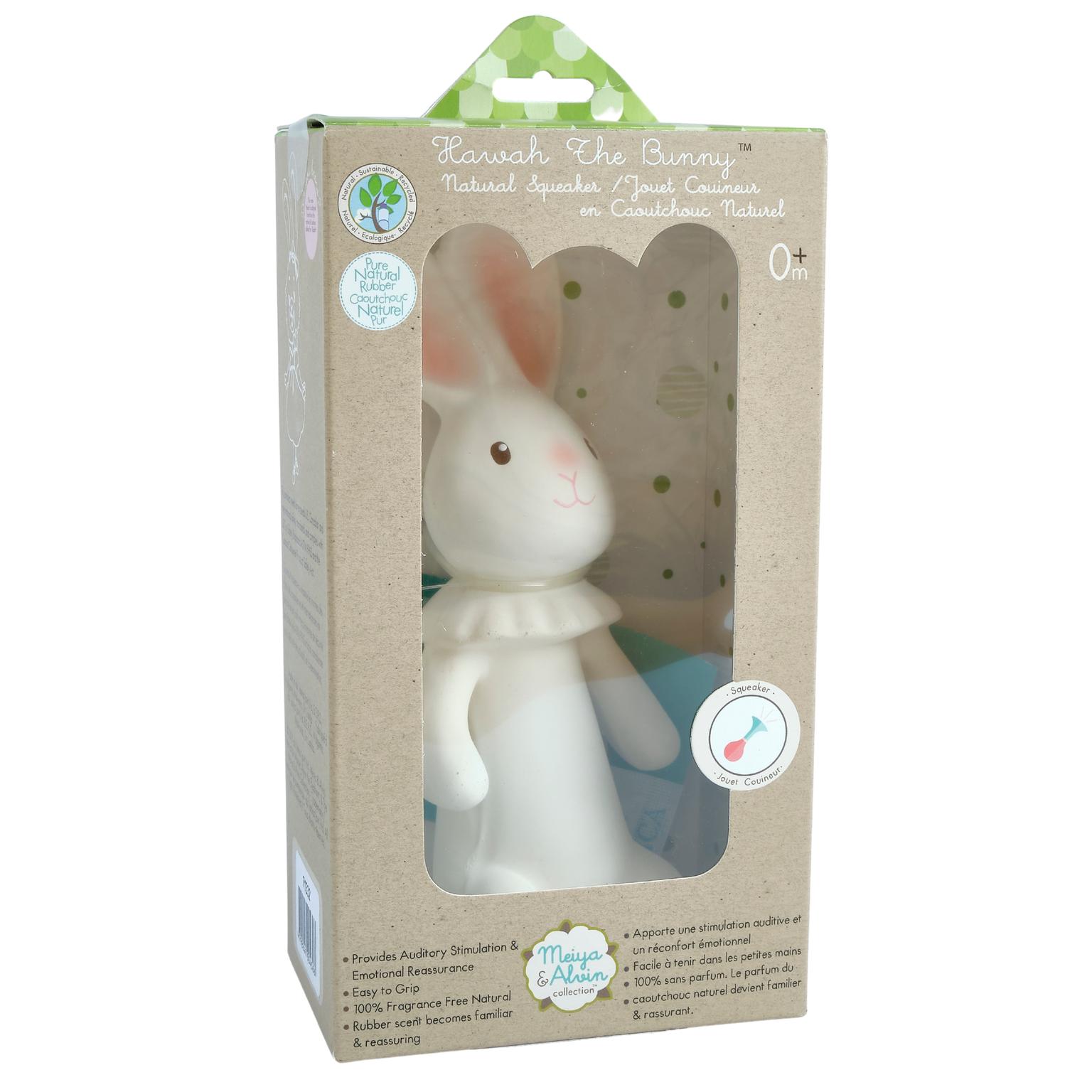 Havah the Bunny Organic Natural Rubber Squeaker Toy Tikiri Toys   