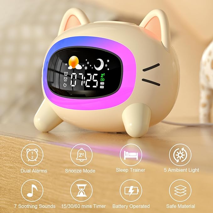 EVIE Sleep Training Clock, Sound Machine and Night Light LittleHippo   