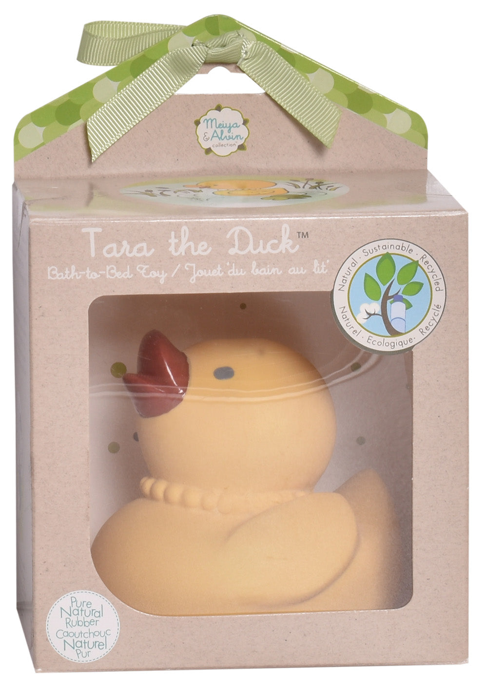 Tara the Duck -_Organic Natural Rubber Teether, Rattle & Bath Toy Tikiri Toys   