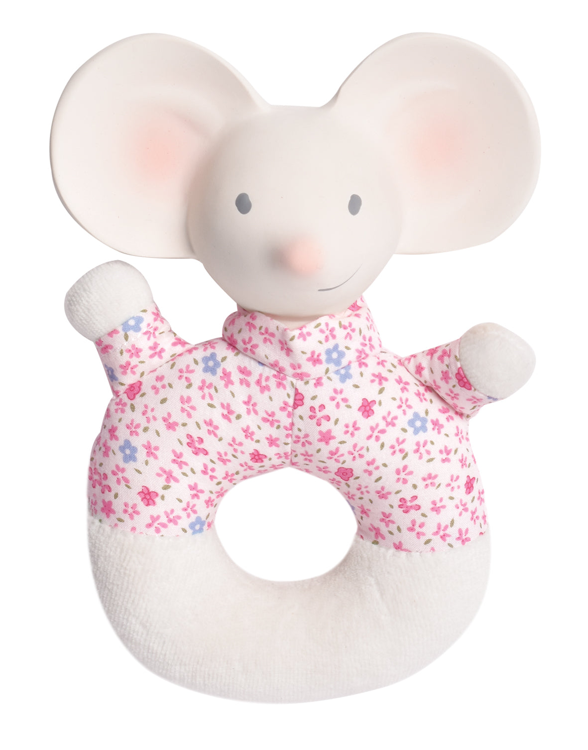 Meiya the Mouse Soft Rattle & Teether With Organic Natural Rubber Head Tikiri Toys   