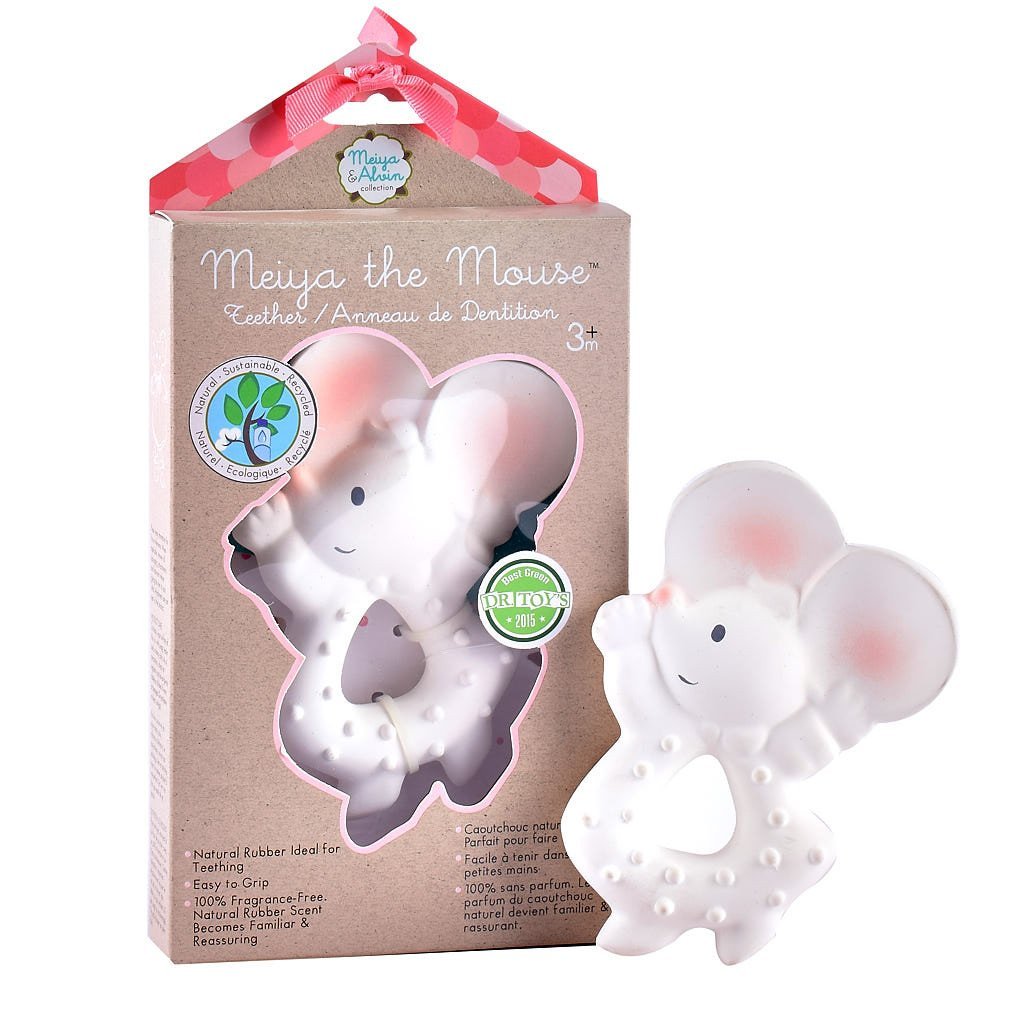 Meiya the Mouse Organic Natural Rubber Teether Tikiri Toys   