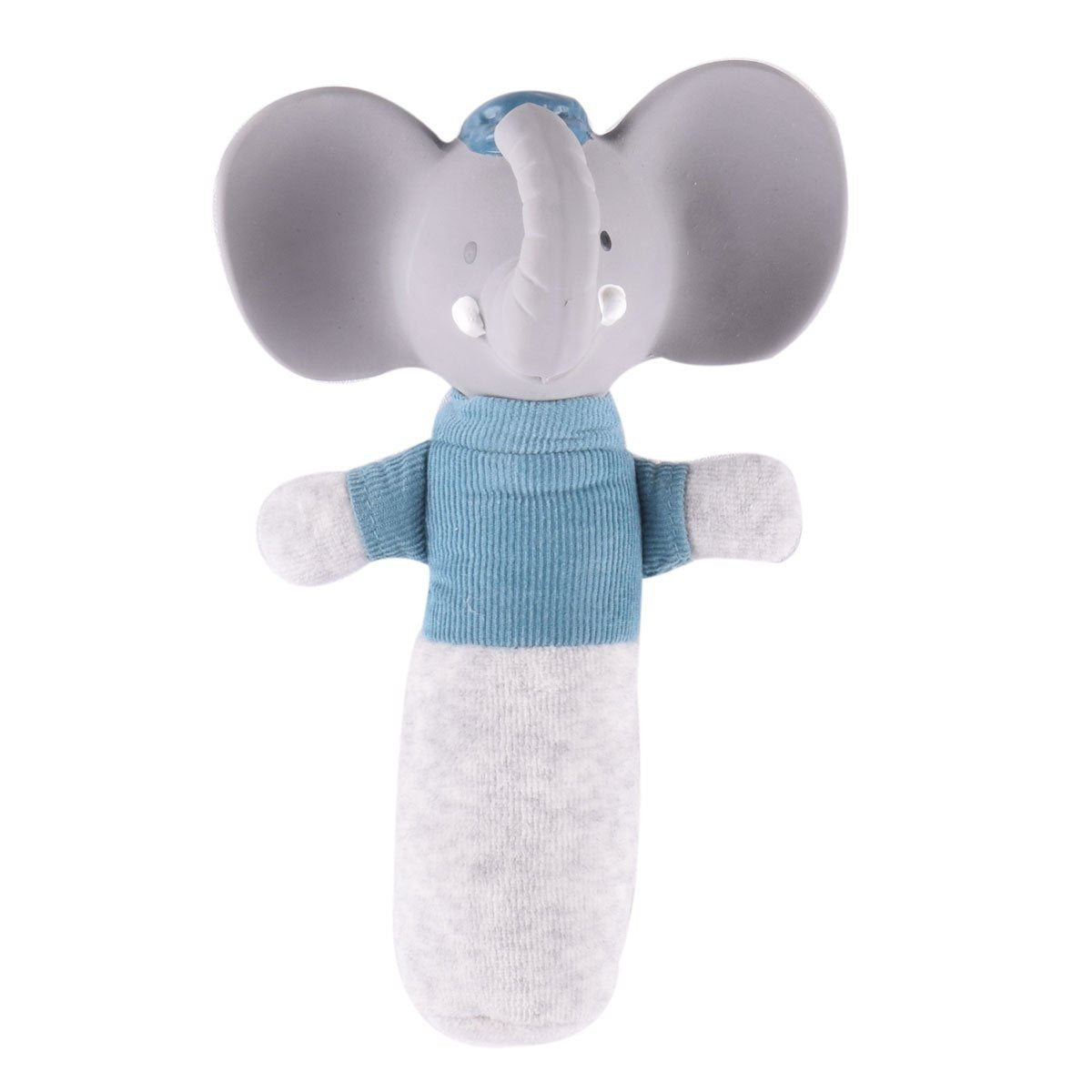 Alvin the Elephant - Soft Squeaker and Teether Toy With Organic Natural Rubber Head Tikiri Toys   