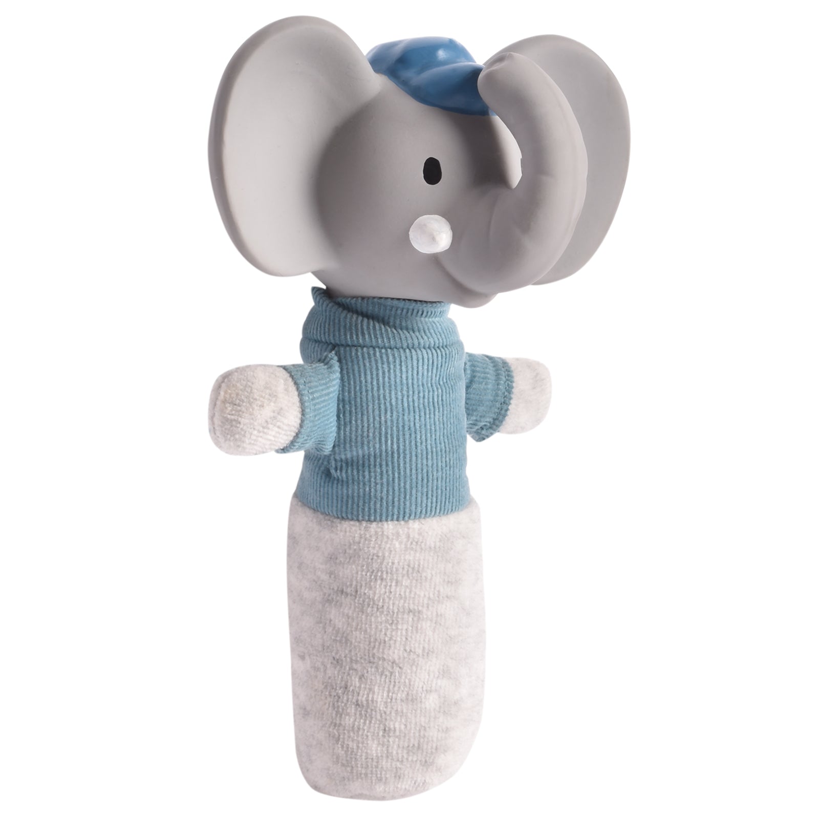 Alvin the Elephant - Soft Squeaker and Teether Toy With Organic Natural Rubber Head Tikiri Toys   