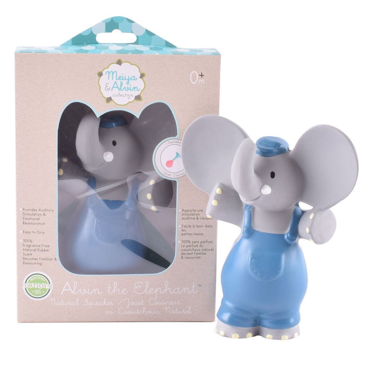 Alvin the Elephant - All Organic Natural Rubber Squeaker Toy Tikiri Toys   