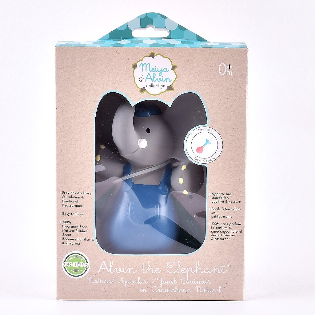 Alvin the Elephant - All Organic Natural Rubber Squeaker Toy Tikiri Toys   