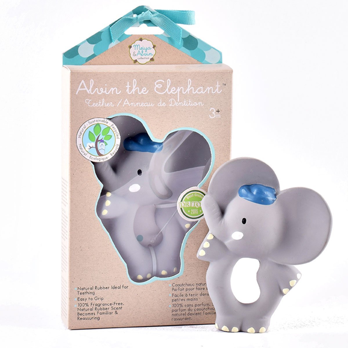 Alvin the Elephant - Organic Natural Rubber Teether Tikiri Toys   