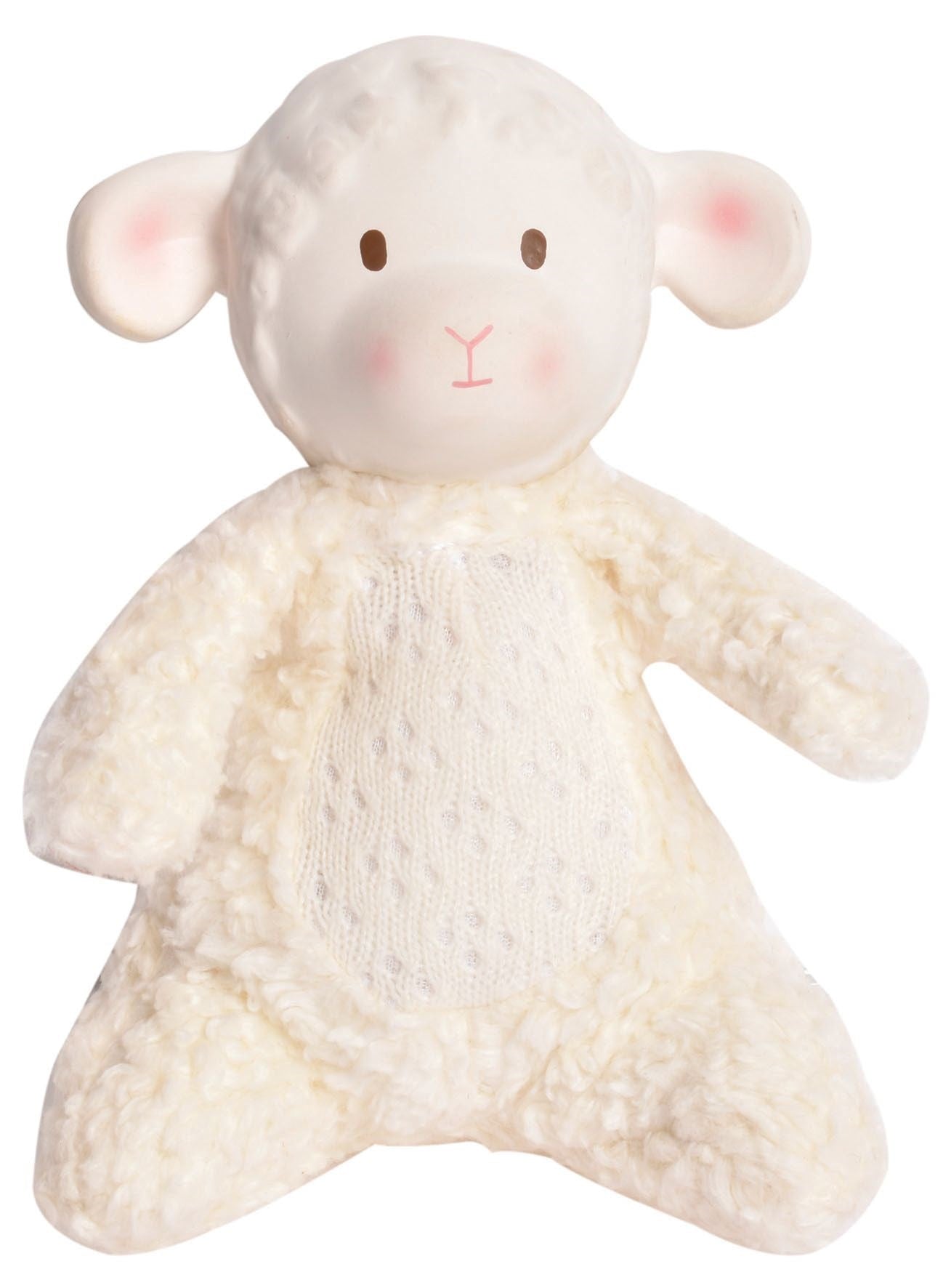 Bahbah the Lamb Baby Soft Toy With Organic Natural Rubber Teether Head Tikiri Toys   