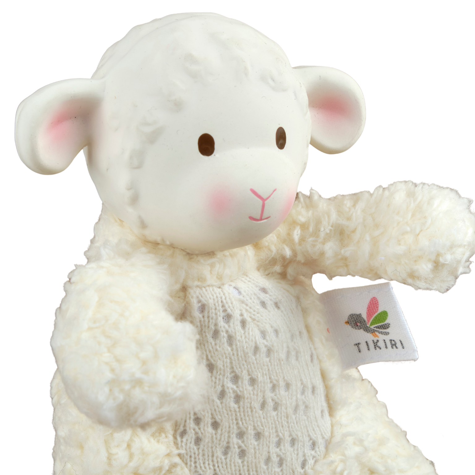 Bahbah the Lamb Baby Soft Toy With Organic Natural Rubber Teether Head Tikiri Toys   