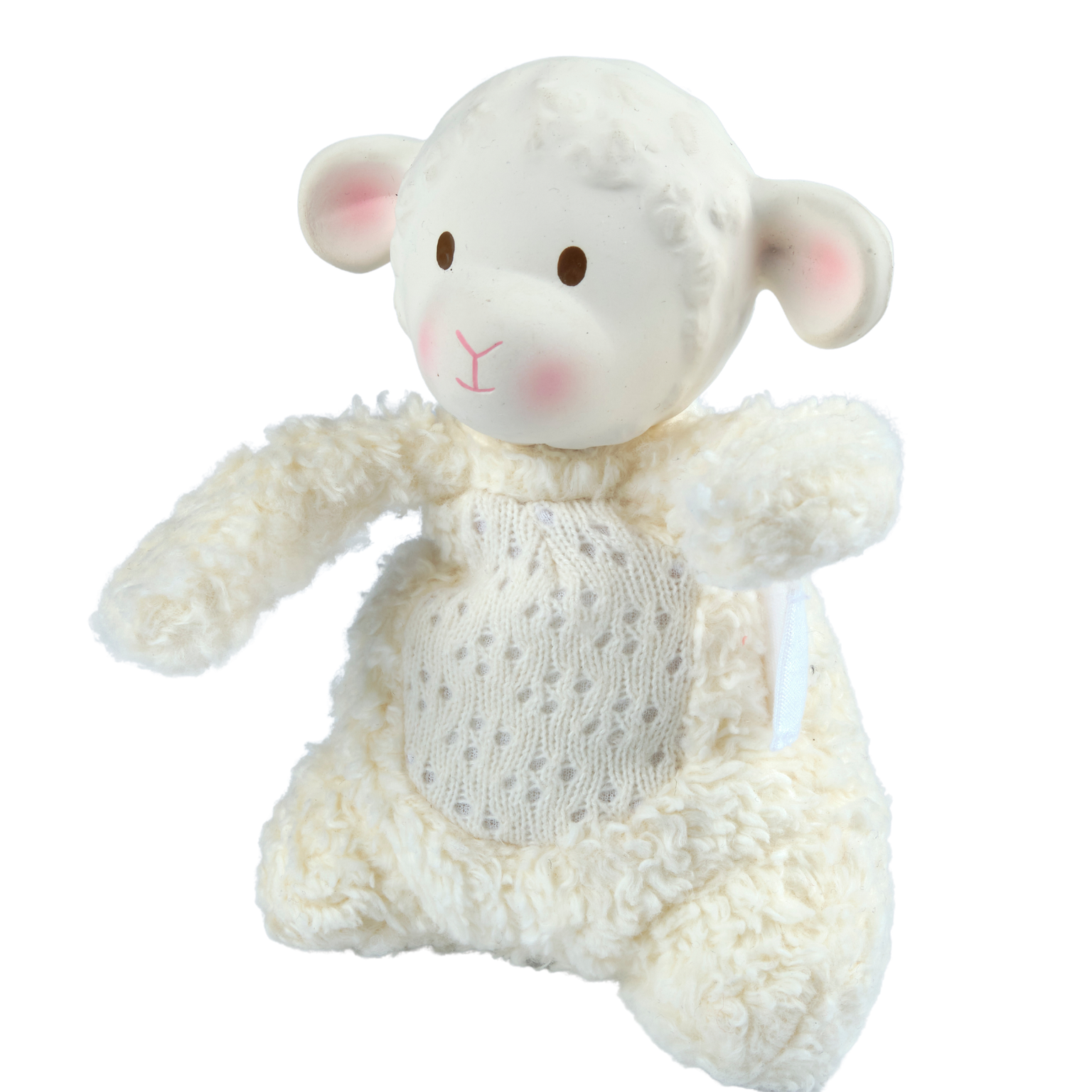 Bahbah the Lamb Baby Soft Toy With Organic Natural Rubber Teether Head Tikiri Toys   