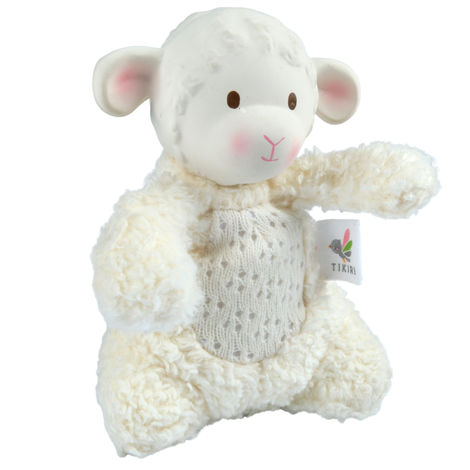 Bahbah the Lamb Baby Soft Toy With Organic Natural Rubber Teether Head Tikiri Toys   