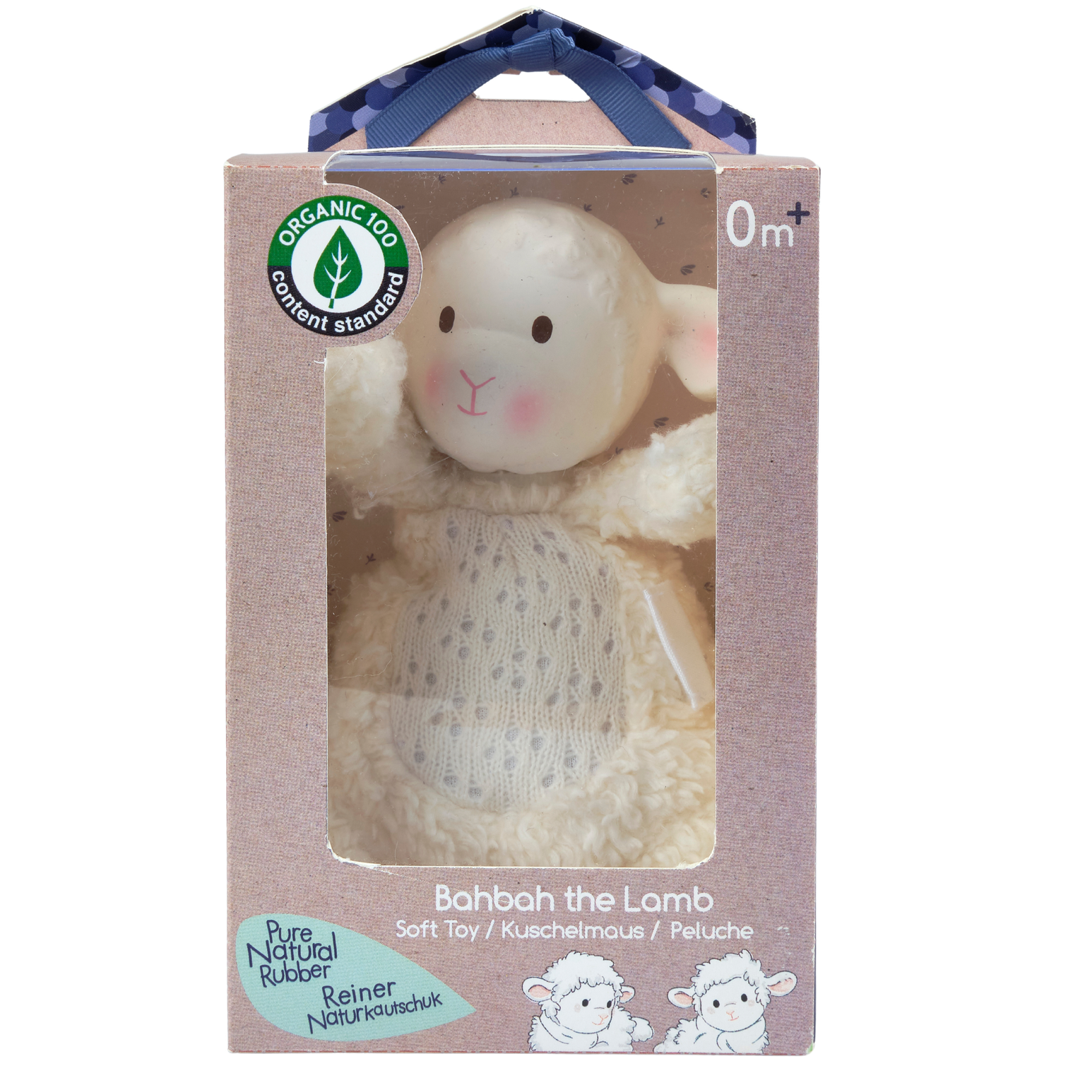 Bahbah the Lamb Baby Soft Toy With Organic Natural Rubber Teether Head Tikiri Toys   