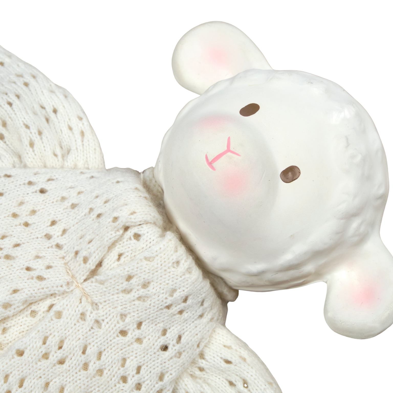 Bahbah the Lamb Baby Lovey With Organic Natural Rubber Teether Head Tikiri Toys   