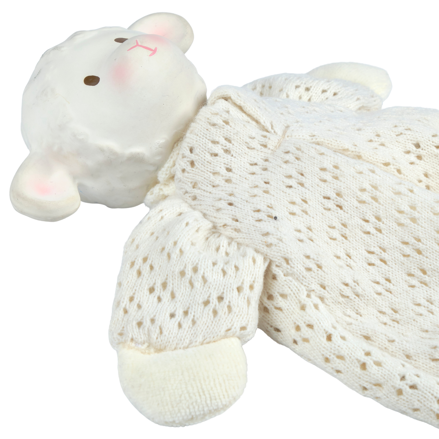 Bahbah the Lamb Baby Lovey With Organic Natural Rubber Teether Head Tikiri Toys   