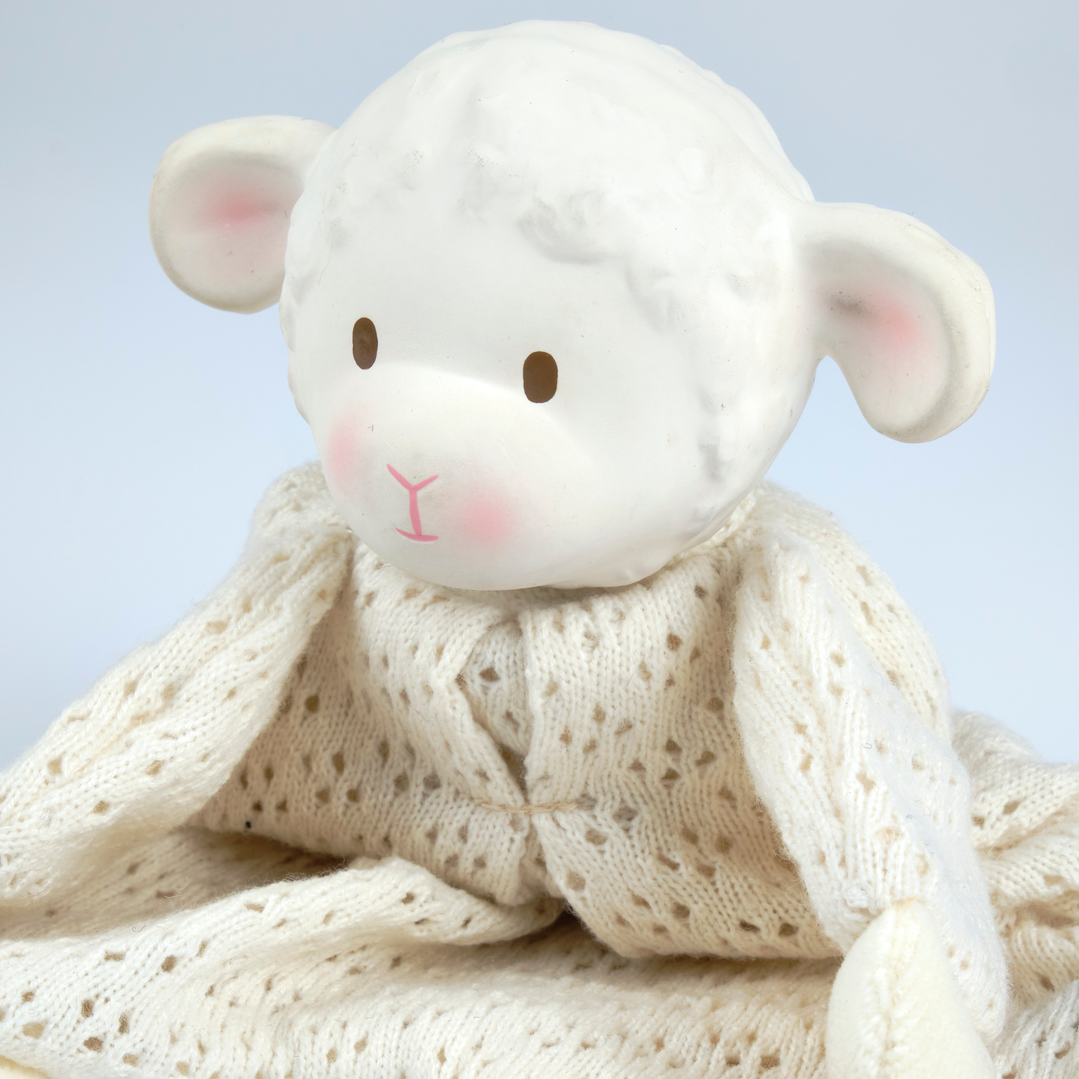 Bahbah the Lamb Baby Lovey With Organic Natural Rubber Teether Head Tikiri Toys   