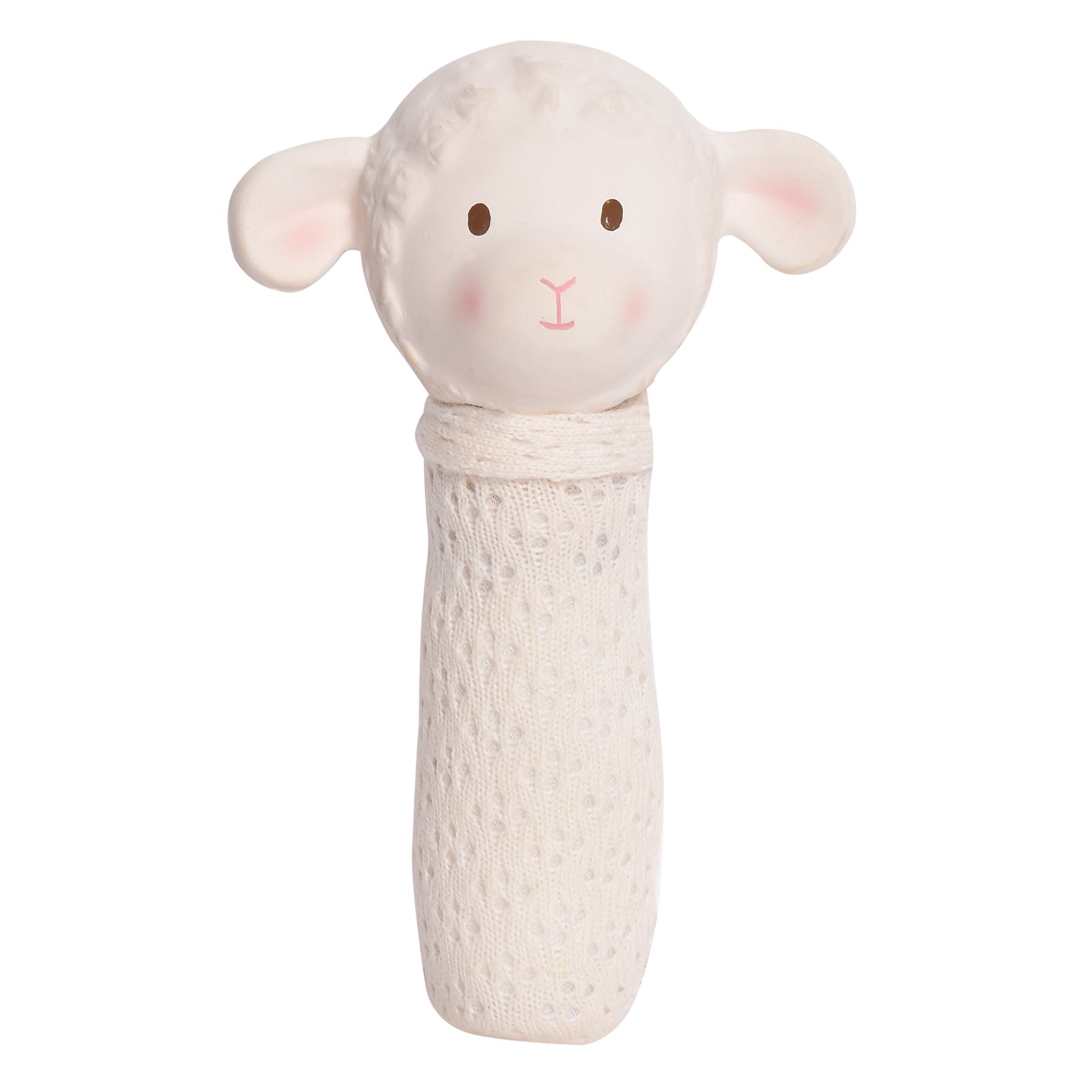 Bahbah the Lamb Baby Squeaker With Organic Natural Rubber Teether Head Tikiri Toys   