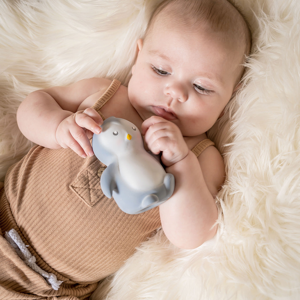 My First Arctic Penguin Organic Teether, Rattle & Bath Toy Tikiri Toys   