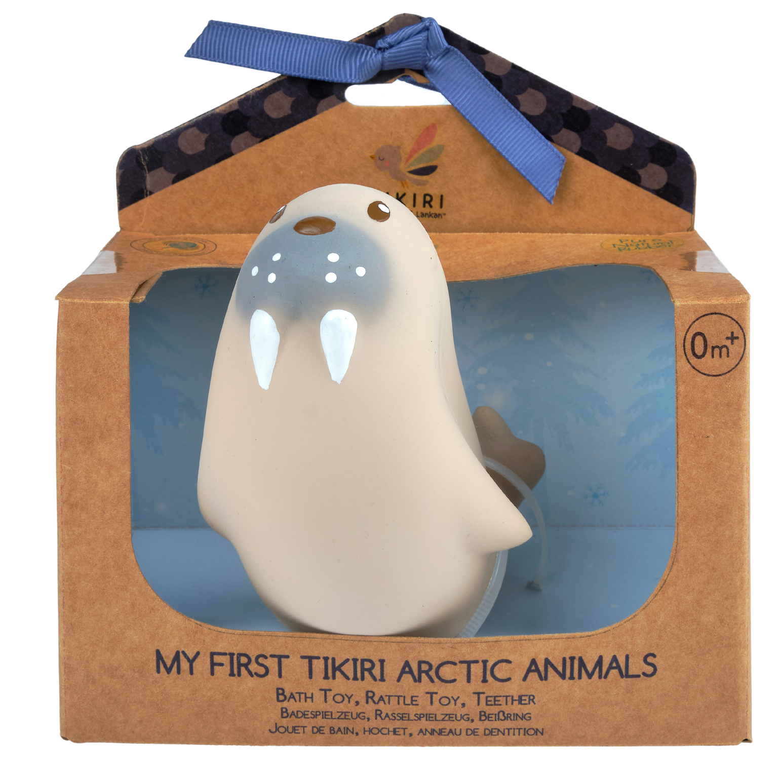 My First Arctic Sea Lion Organic Natural Rubber Teether, Rattle & Bath Toy Tikiri Toys   