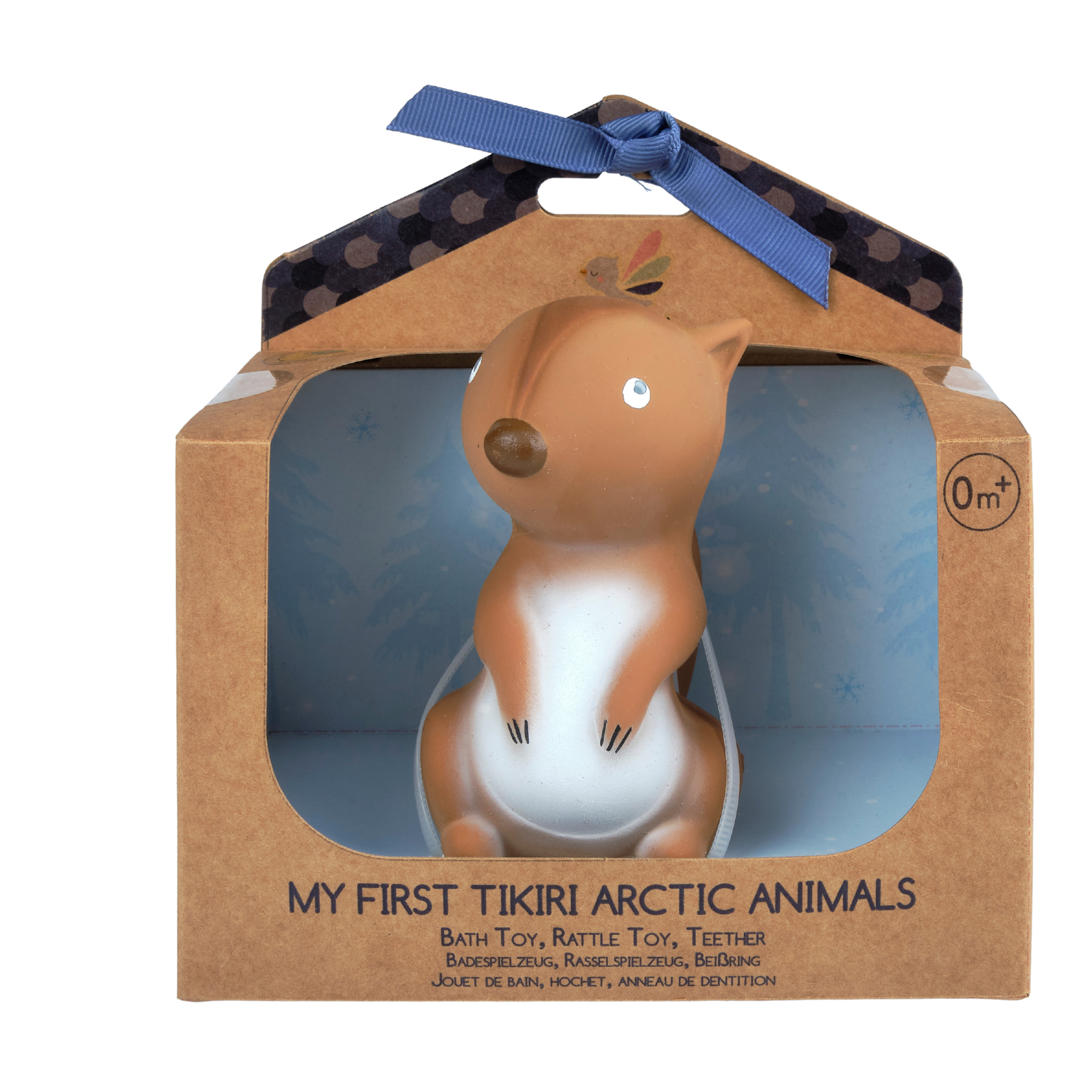 Arctic Squirrel Organic Natural  Rubber Teether, Rattle & Bath Toy Tikiri Toys   