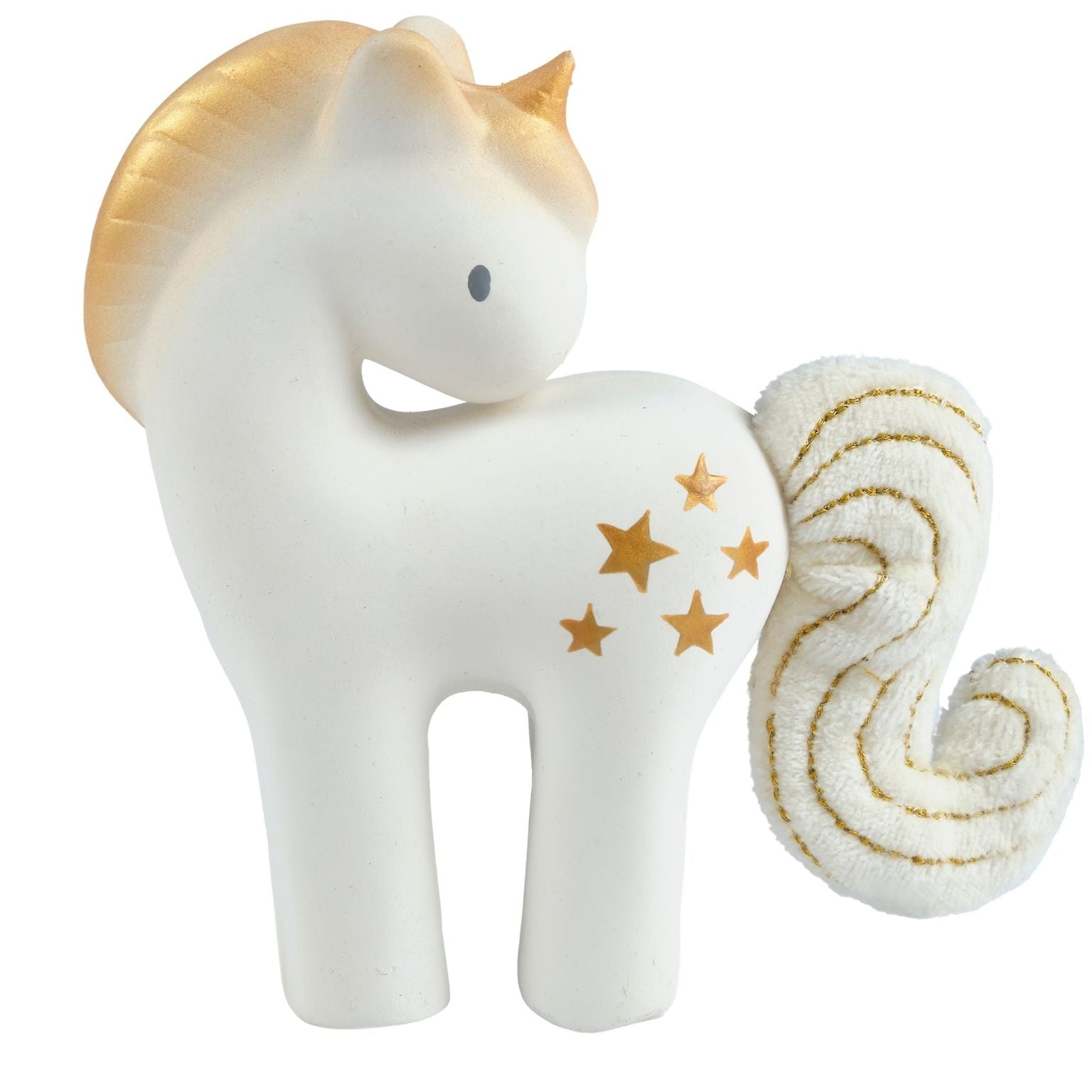 Shining Stars Unicorn Organic Natural Rubber Rattle With Crinkle Wings Tikiri Toys   