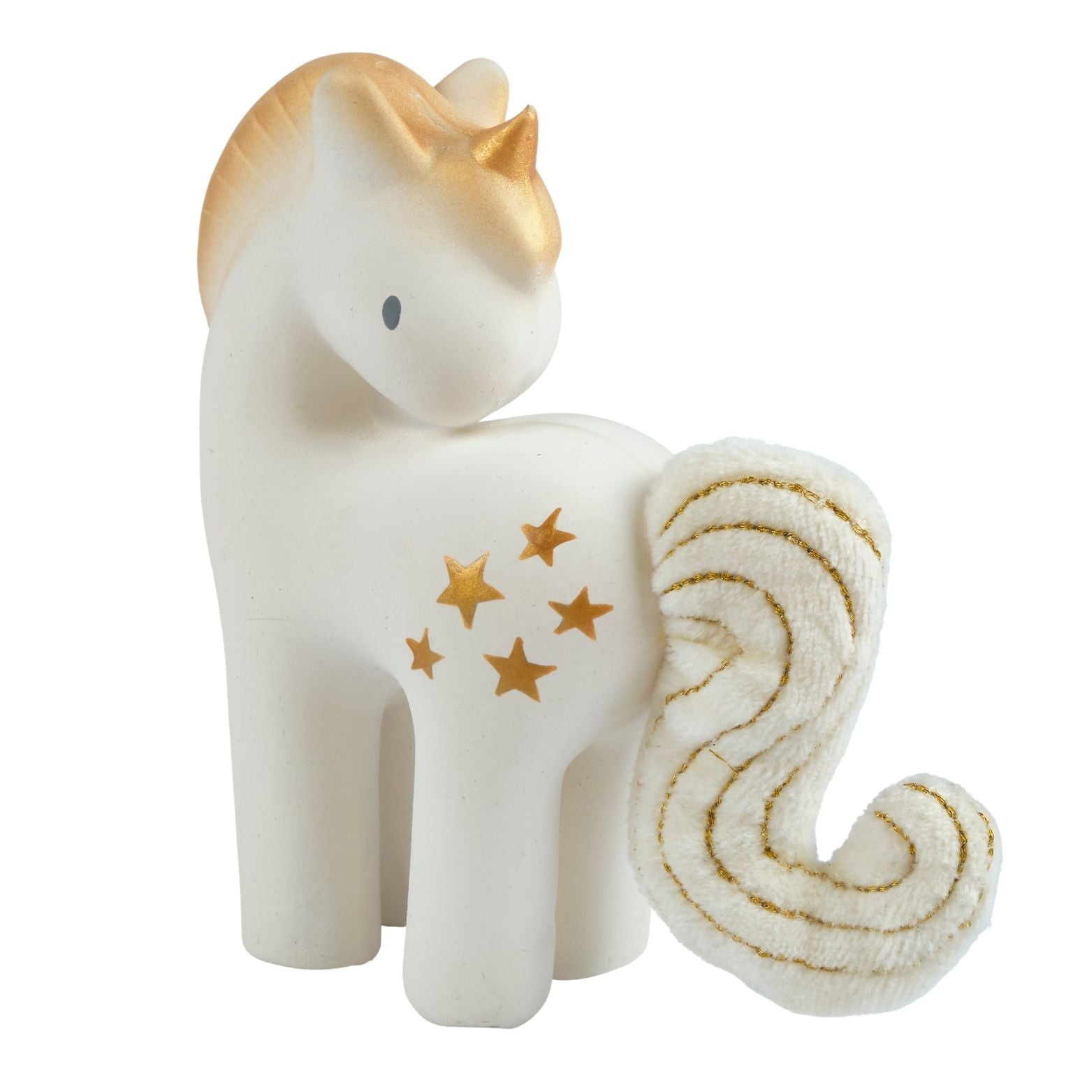 Shining Stars Unicorn Organic Natural Rubber Rattle With Crinkle Wings Tikiri Toys   