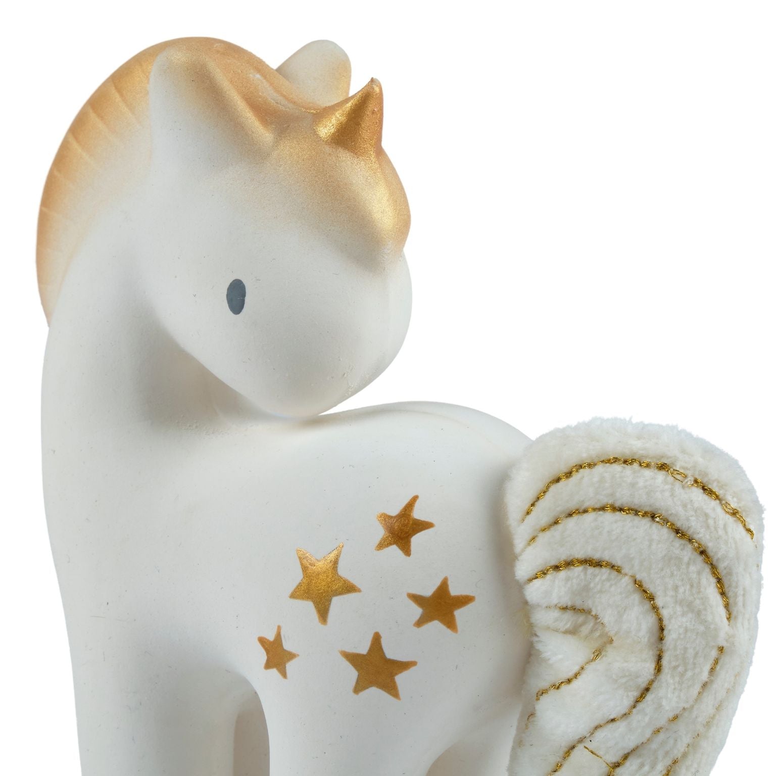 Shining Stars Unicorn Organic Natural Rubber Rattle With Crinkle Wings Tikiri Toys   