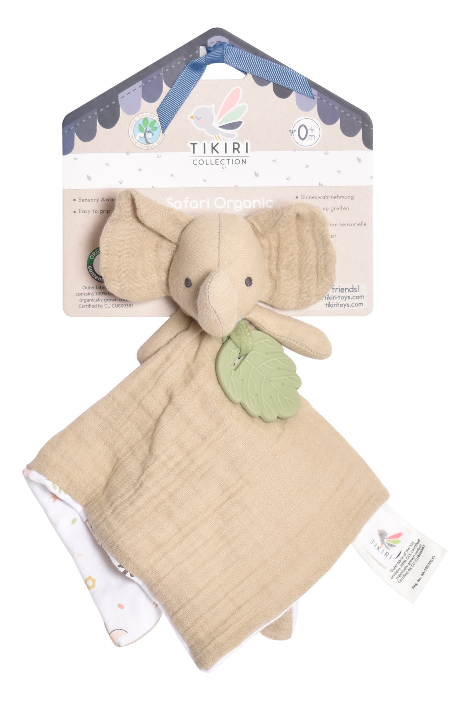 Elephant Comforter With Rubber Teether Tikiri Toys   