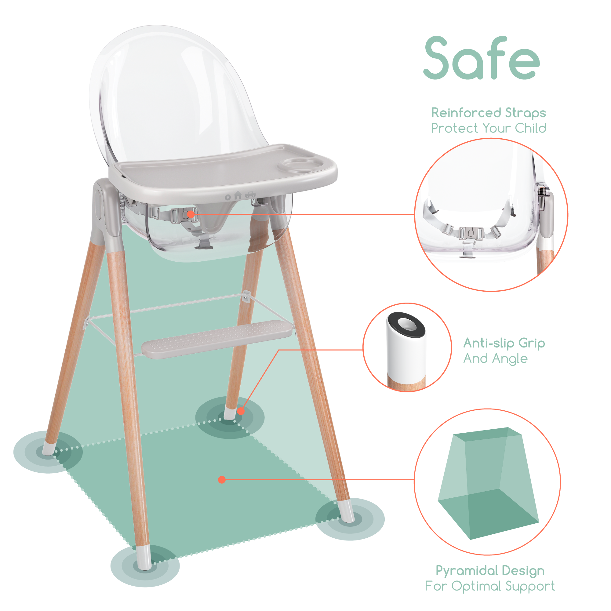 Children of Design 6 in 1 Classic High Chair Children of Design   