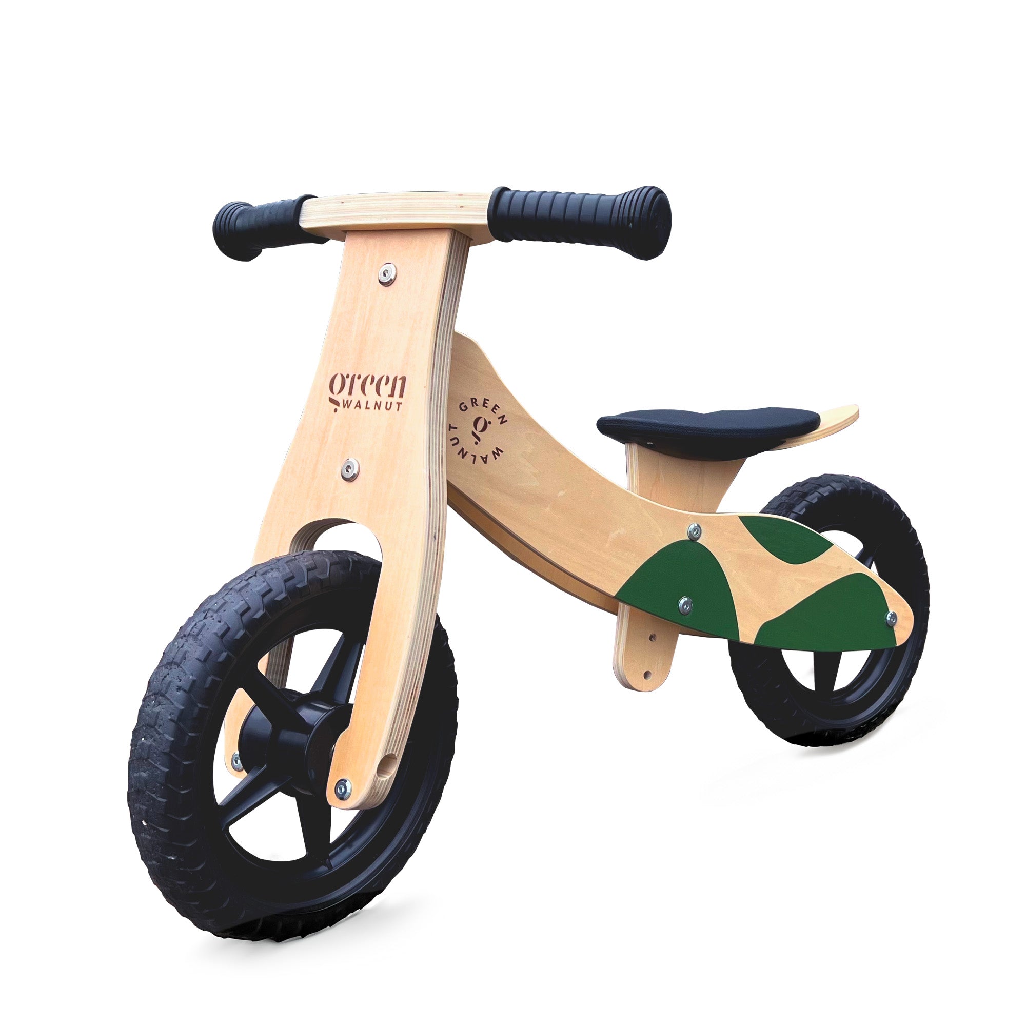 Convertible Wooden Balance Bike - Trike (2 in 1) Green Walnut   