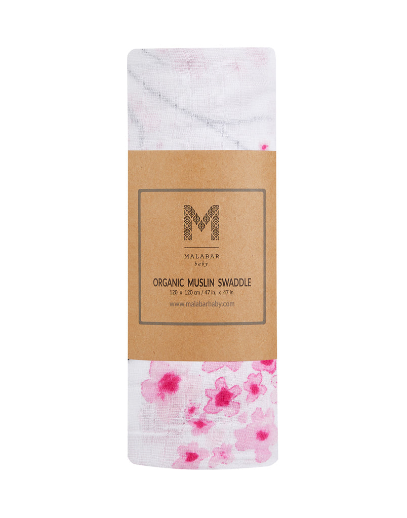 Organic Swaddle - Cherry Blossom Malabar Baby   